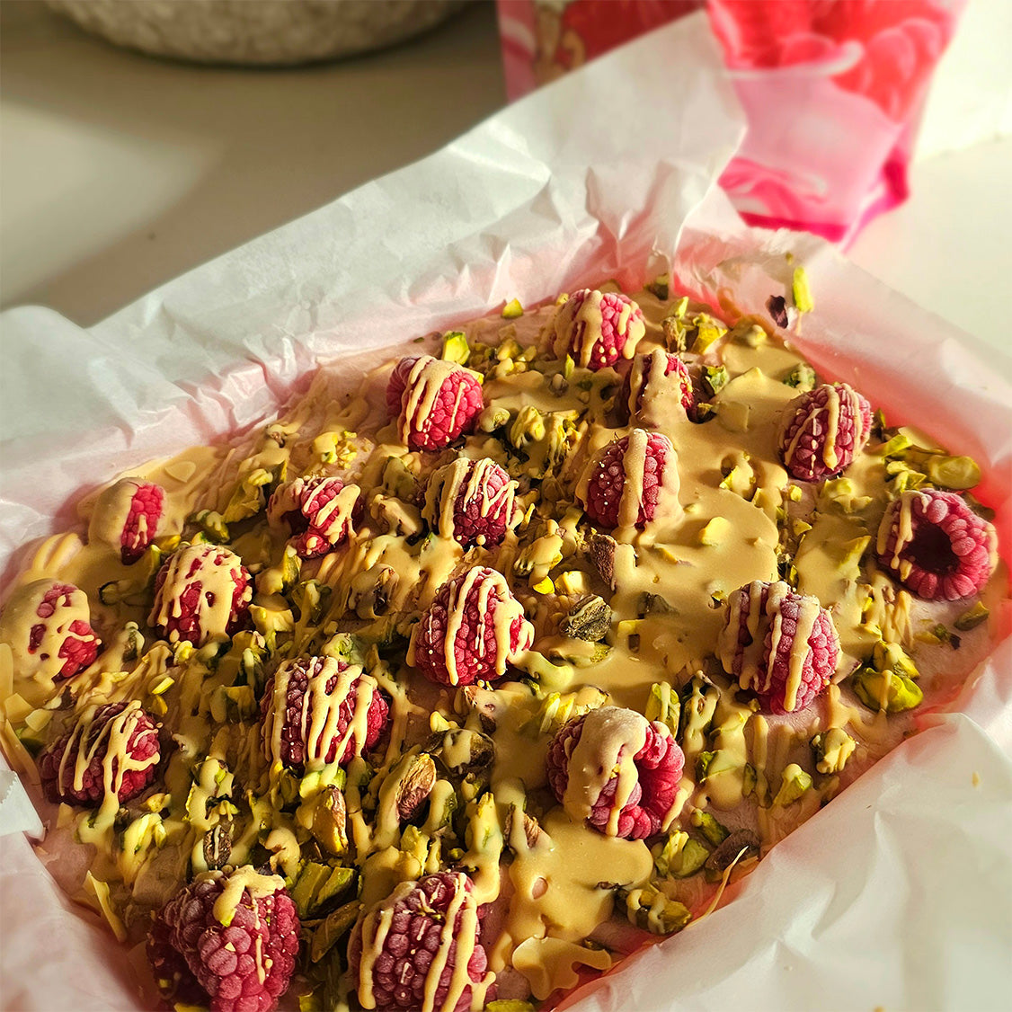 Raspberry Ripple Protein Yoghurt Bark