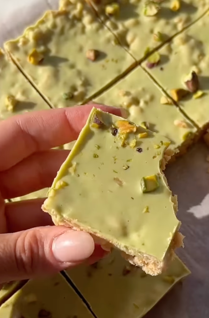 White Chocolate Pistachio Slice