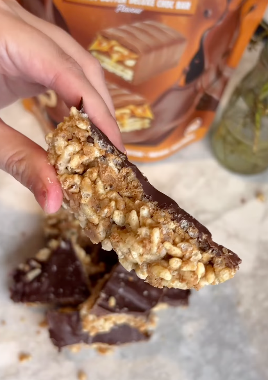 Peanut Butter Protein Rice Bubble Bars