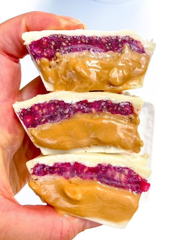 WHITE CHOCOLATE PB & J CUPS