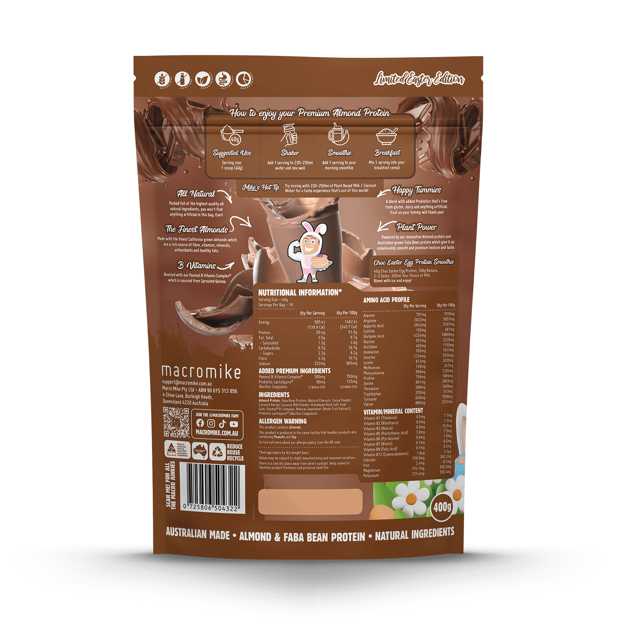 Chocolate Easter Egg Premium Almond Protein (400g Bag)