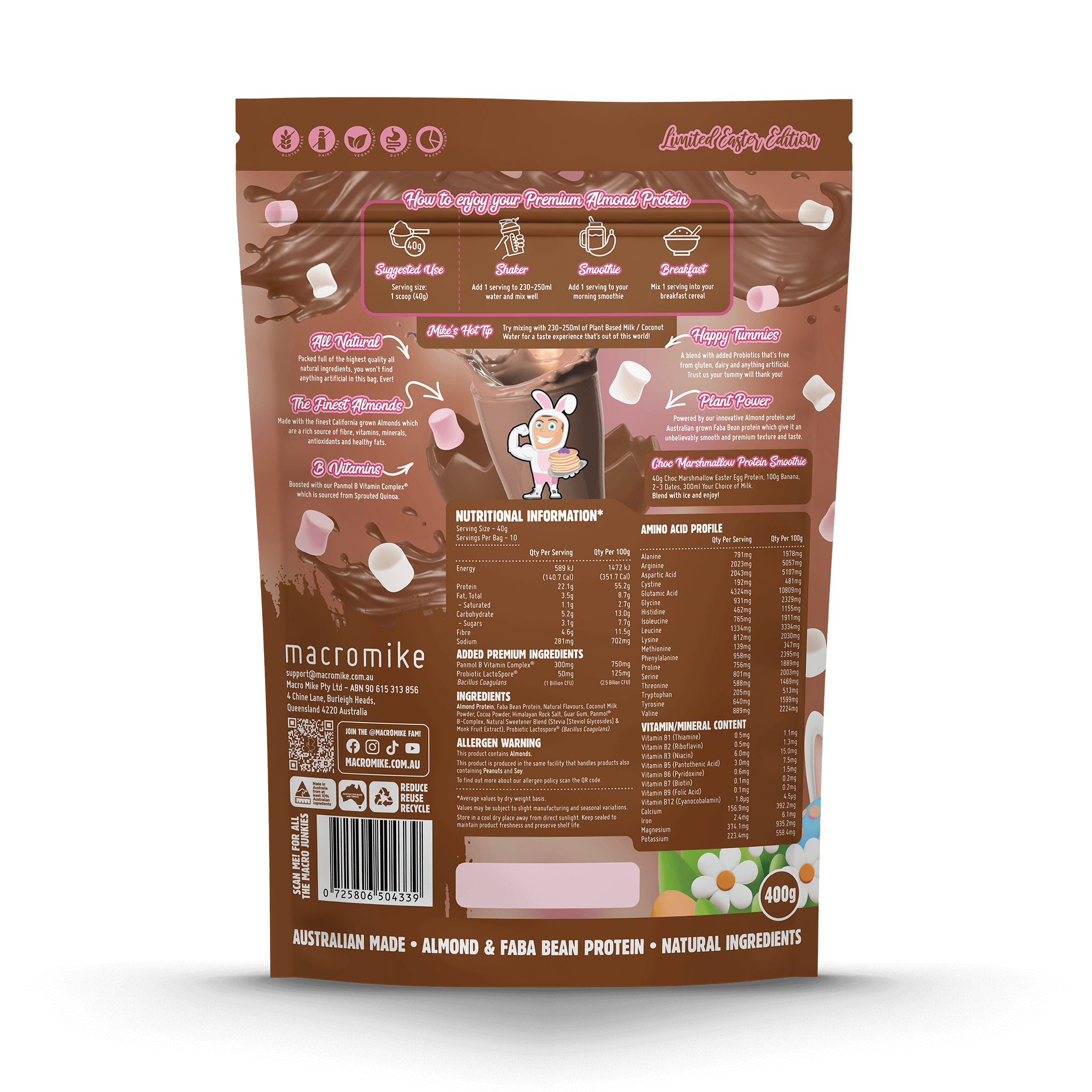 Choc Marshmallow Easter Egg Premium Almond Protein (400g Bag)