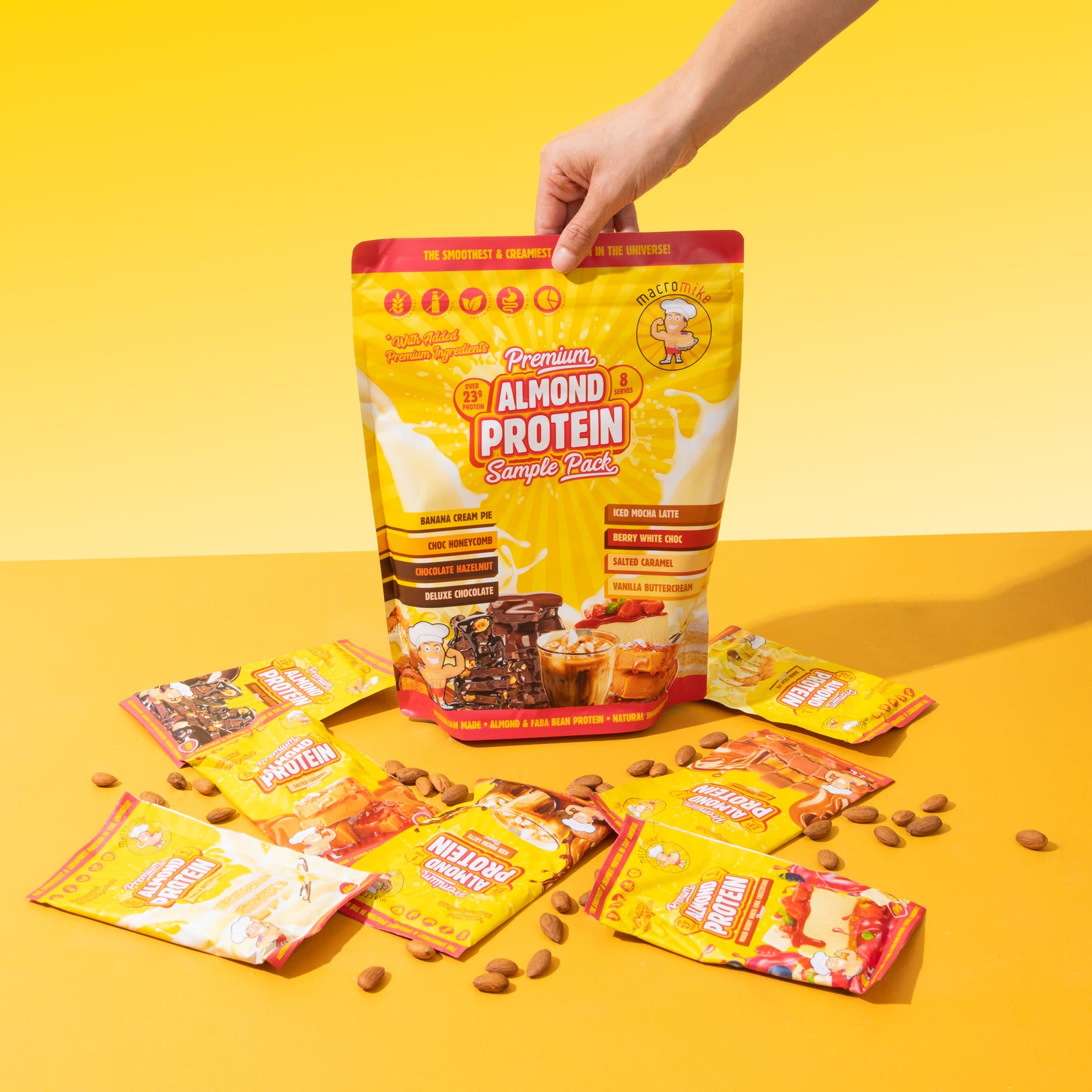 Premium Almond Protein Sample Pack (8 x 40g Sachets)