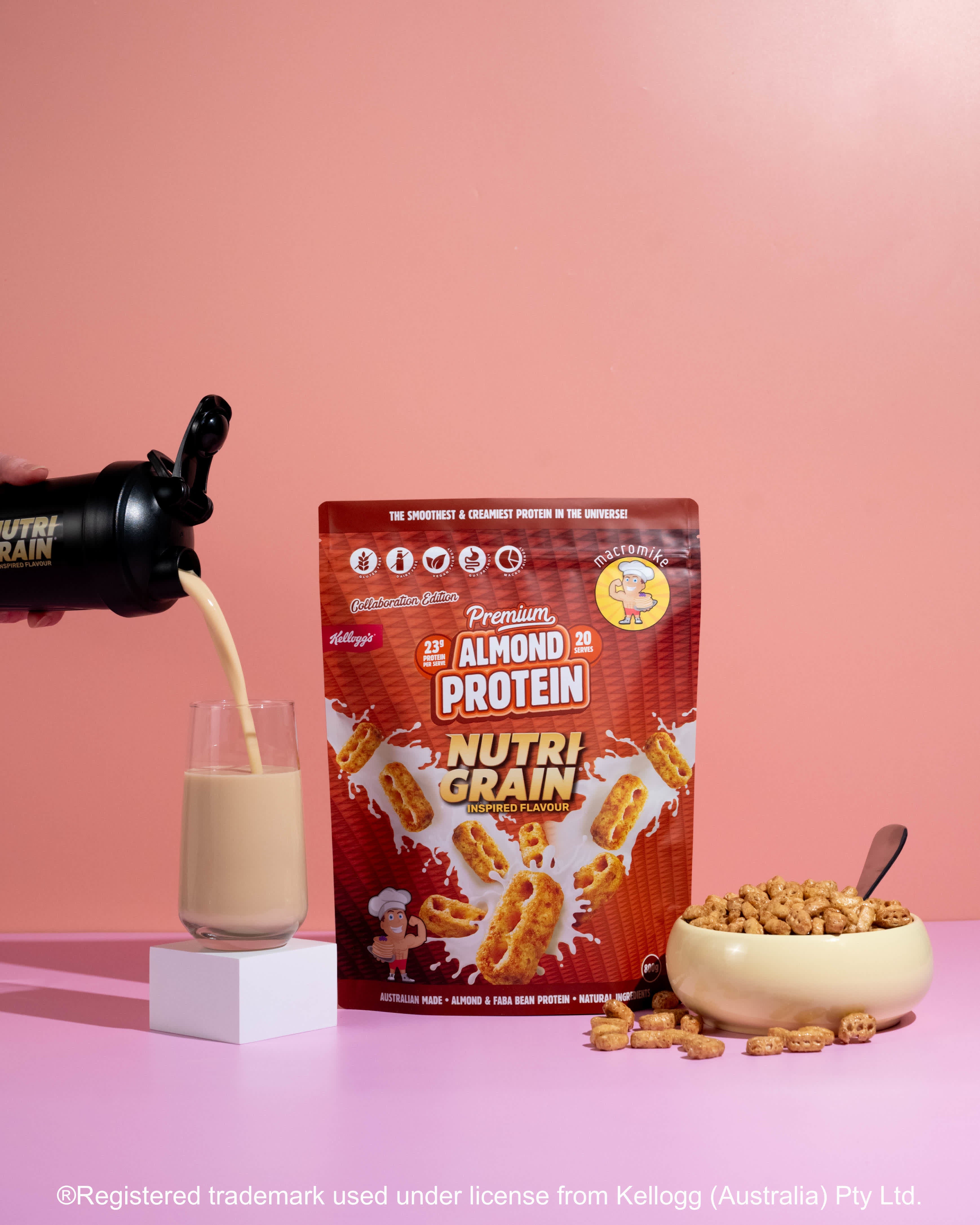 Macro Mike x Kellogg's Nutri-Grain Premium Almond Protein (800g Bag)