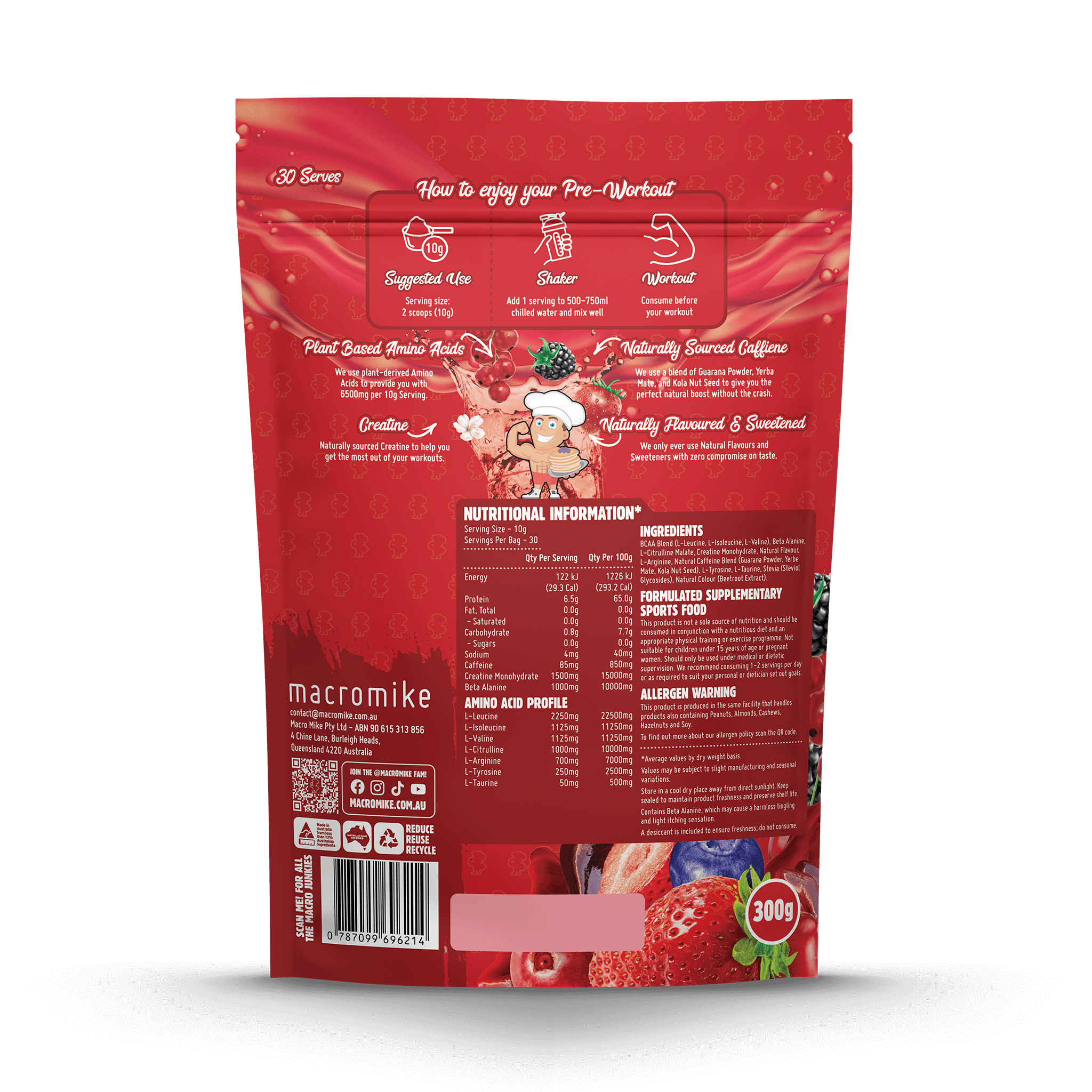 Tropical Mixed Berry Pre-Workout (300g Bag)