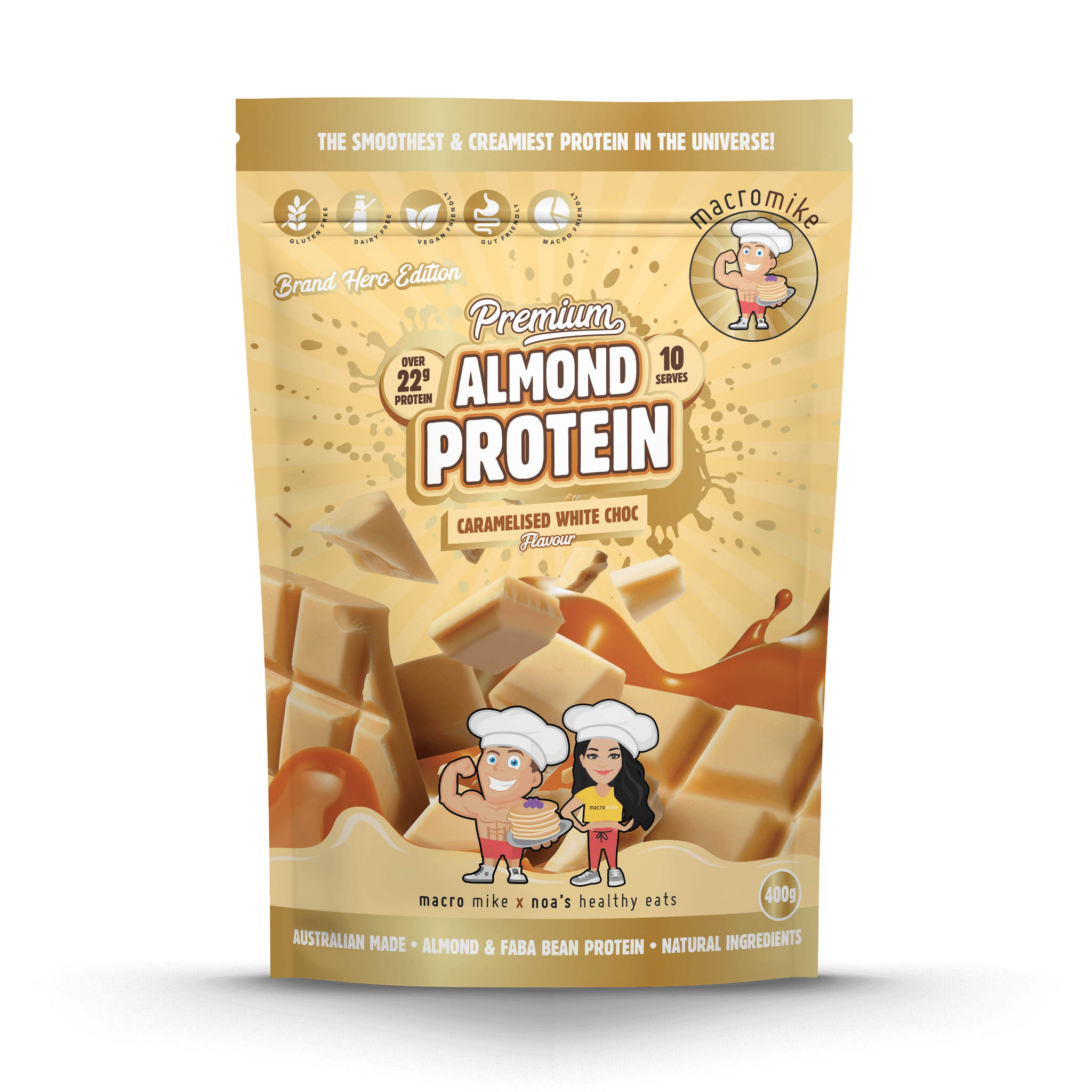 Caramelised White Choc Premium Almond Protein (400g Bag)