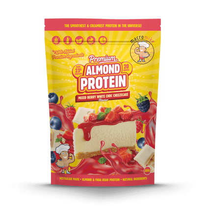 Mixed Berry White Choc Cheezecake Premium Almond Protein (800g Bag)