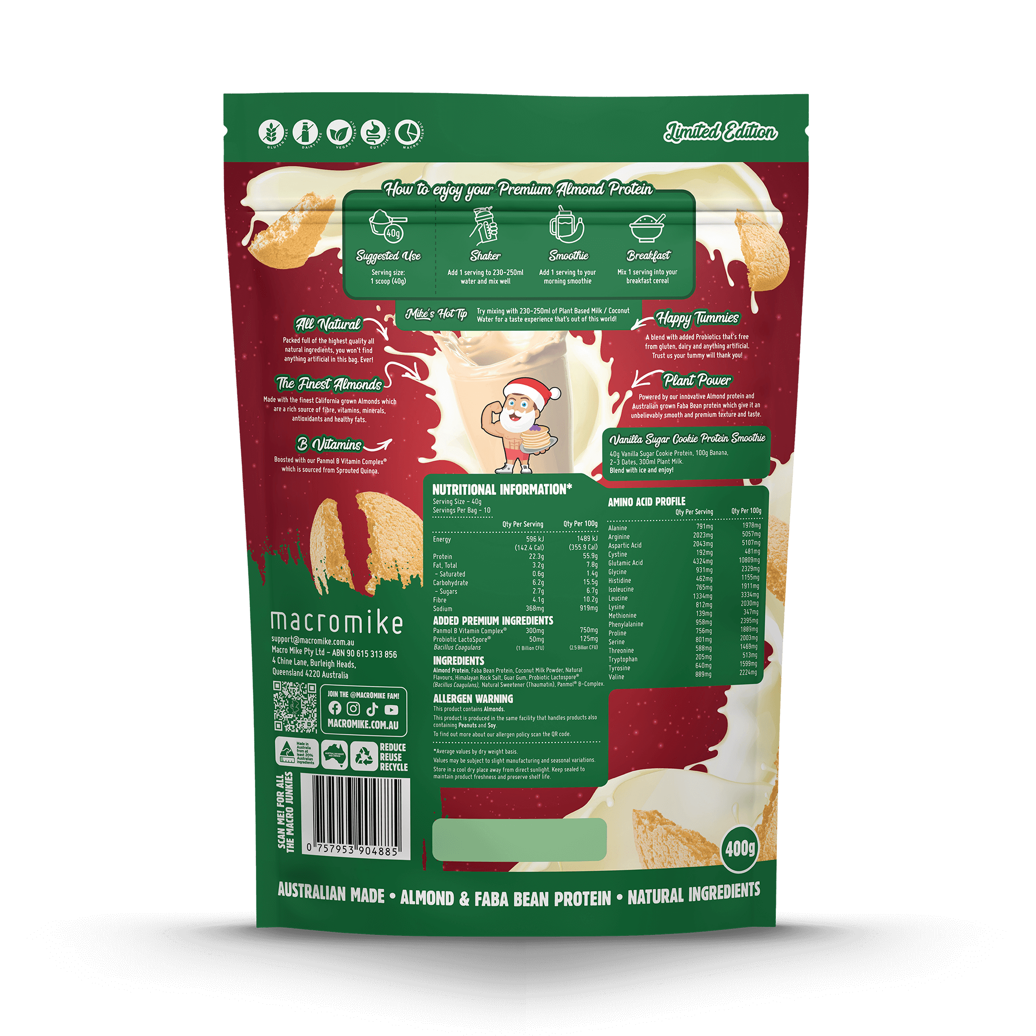 Vanilla Sugar Cookie Premium Almond Protein (400g Bag)