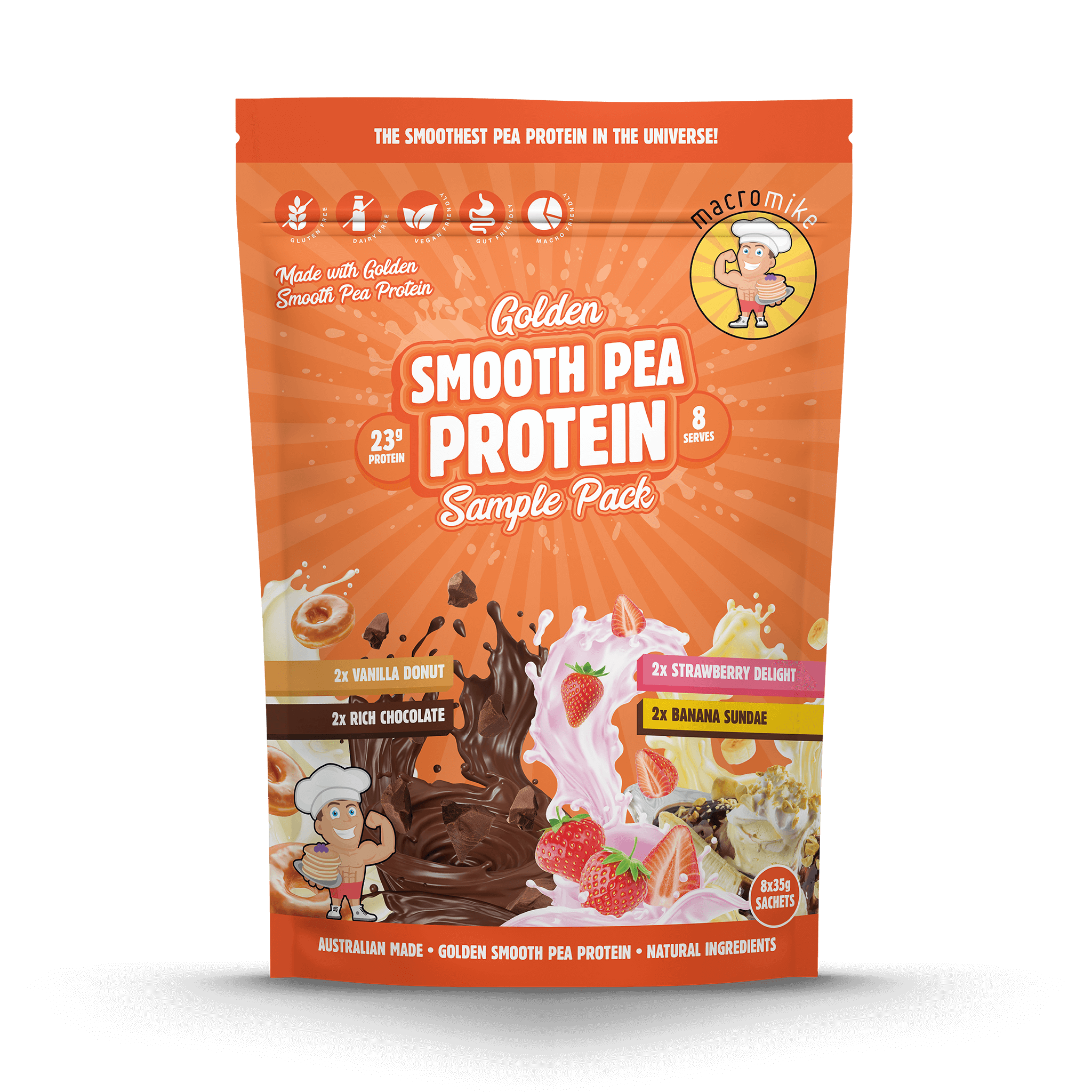 Golden Smooth Pea Protein Sample Pack (8 x 35g Sachets)