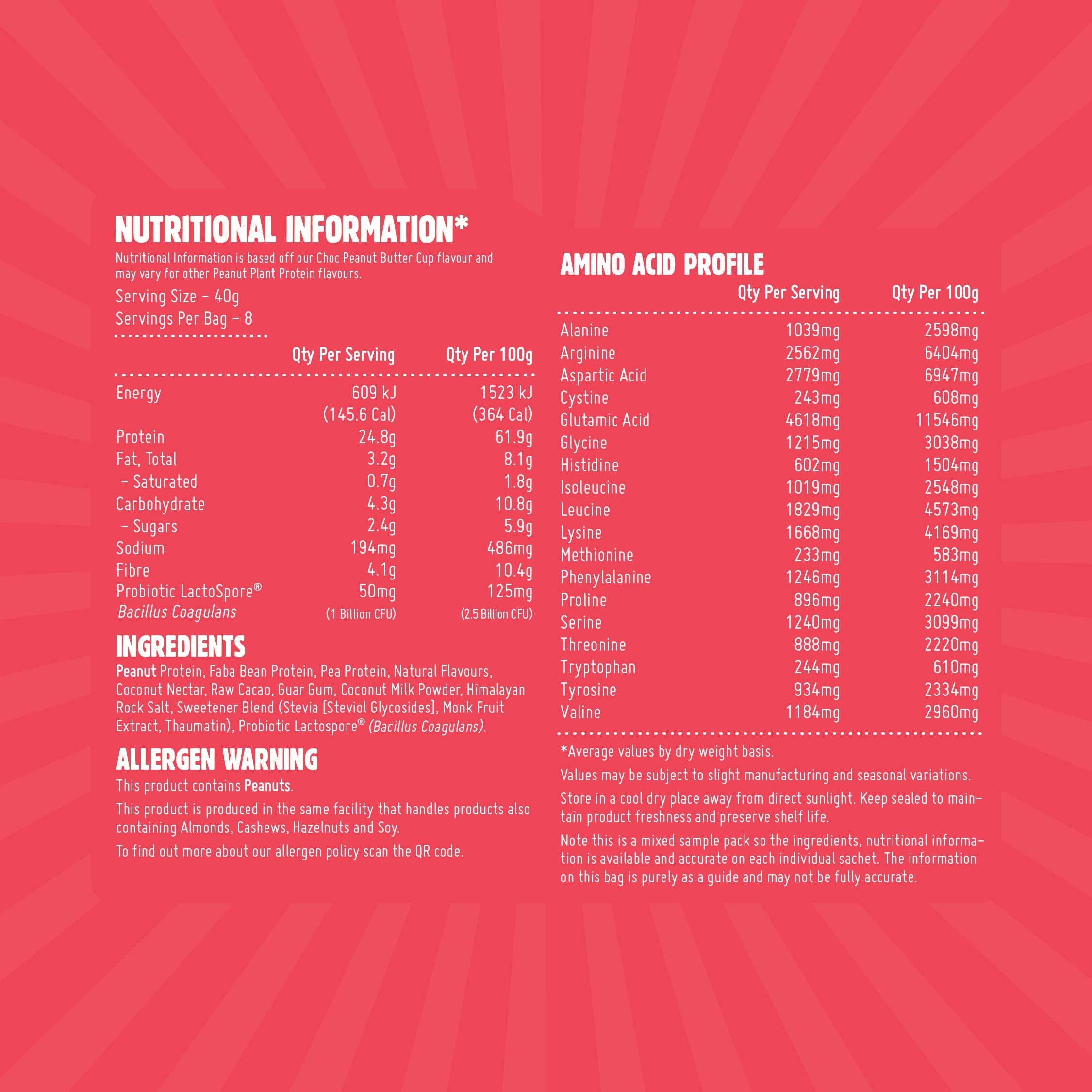 Peanut Plant Protein Sample Pack (8 x 40g Sachets)