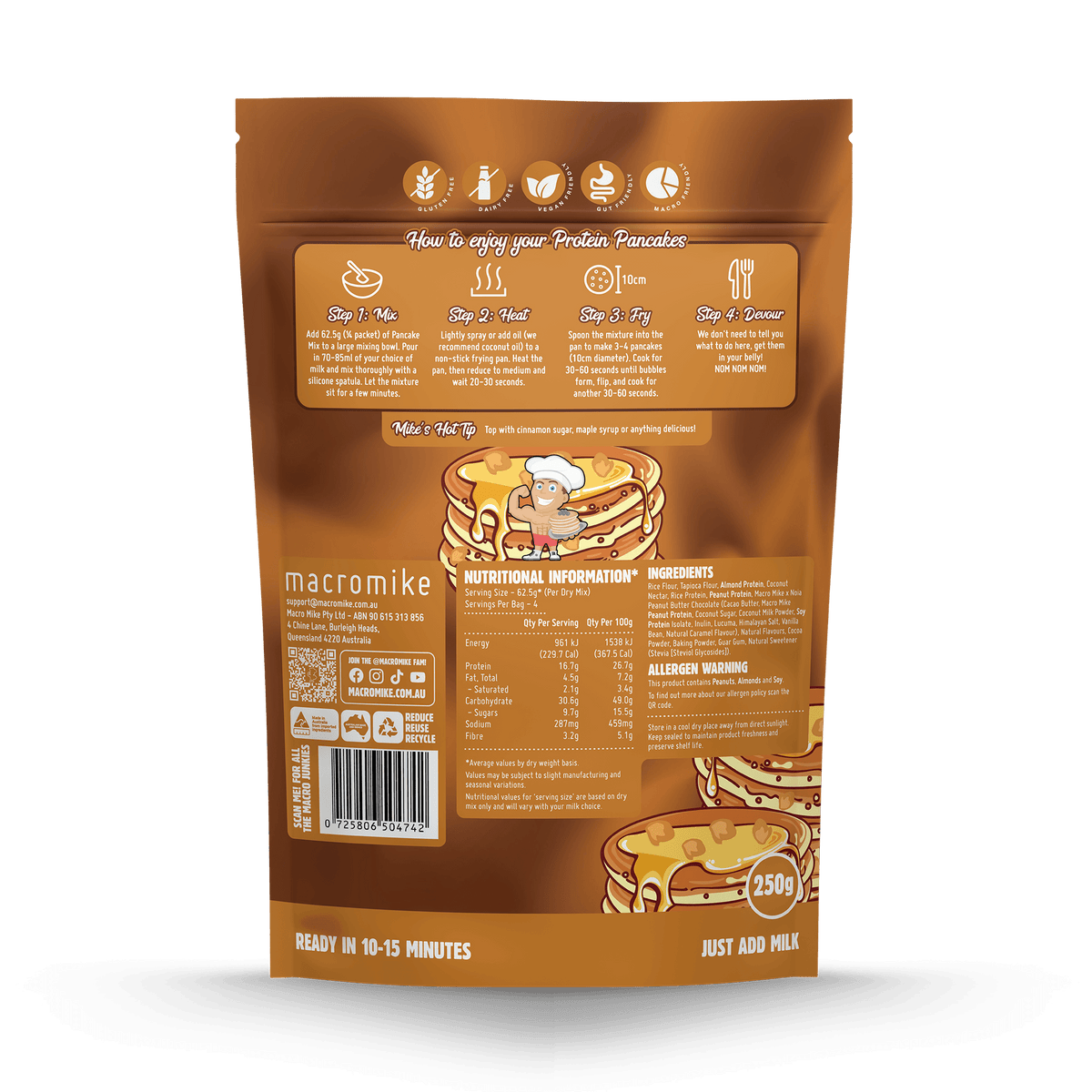 Peanut Butter Choc Chip Protein Pancake Mix (250g Bag)