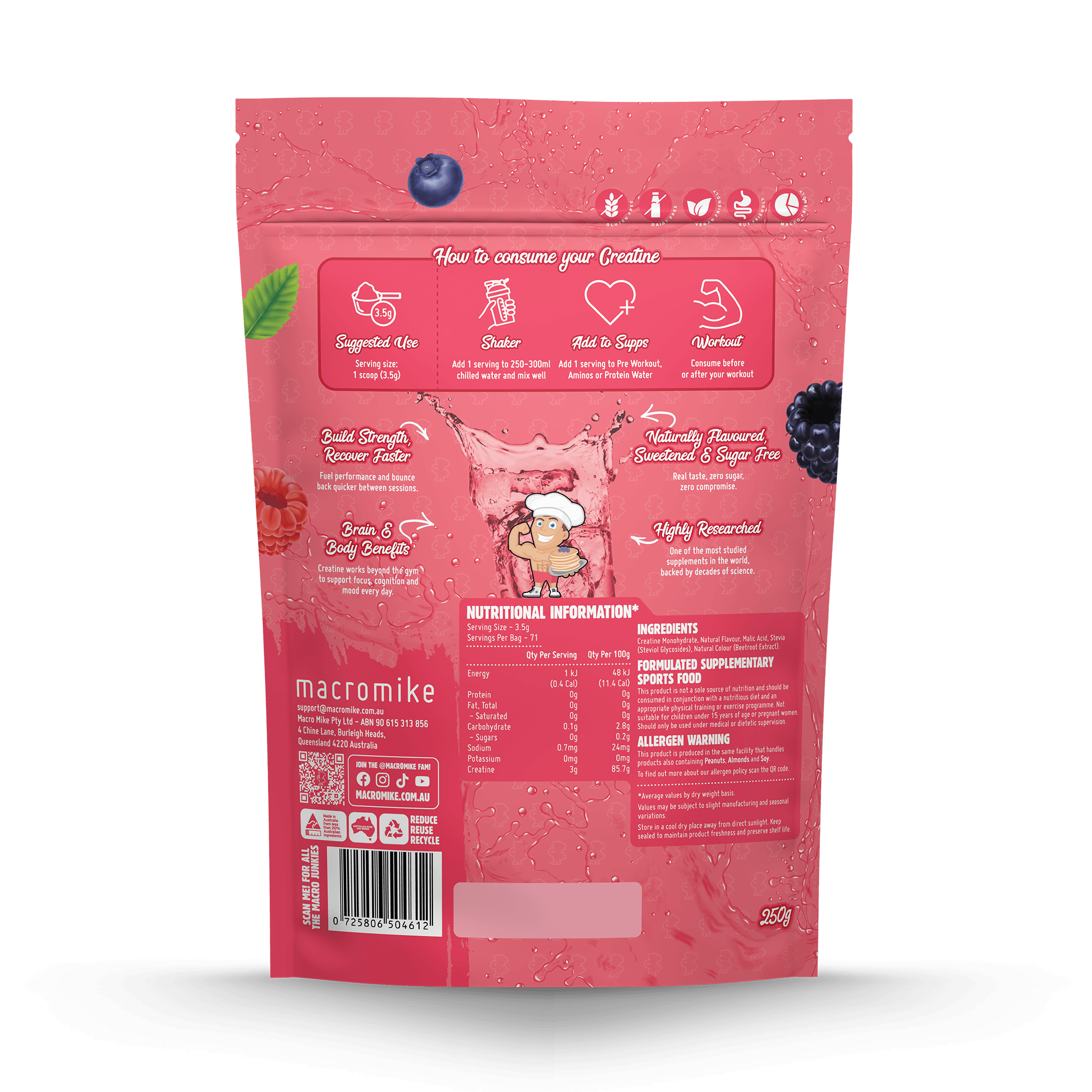 Tropical Berry Soda Creatine Monohydrate (250g Bag)