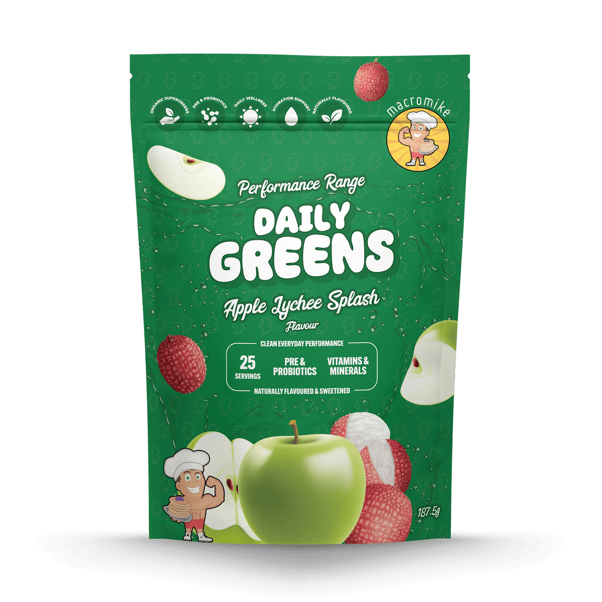 Apple Lychee Splash Daily Super Greens (187.5g Bag) – New Range