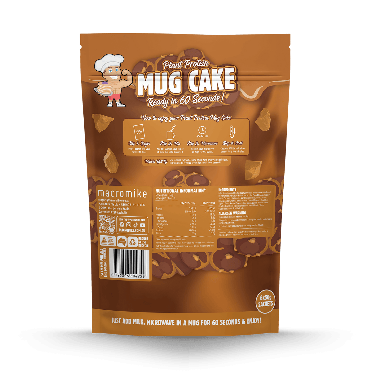 Peanut Butter Choc Chip Protein Mug Cake (6 x 50g Pack)