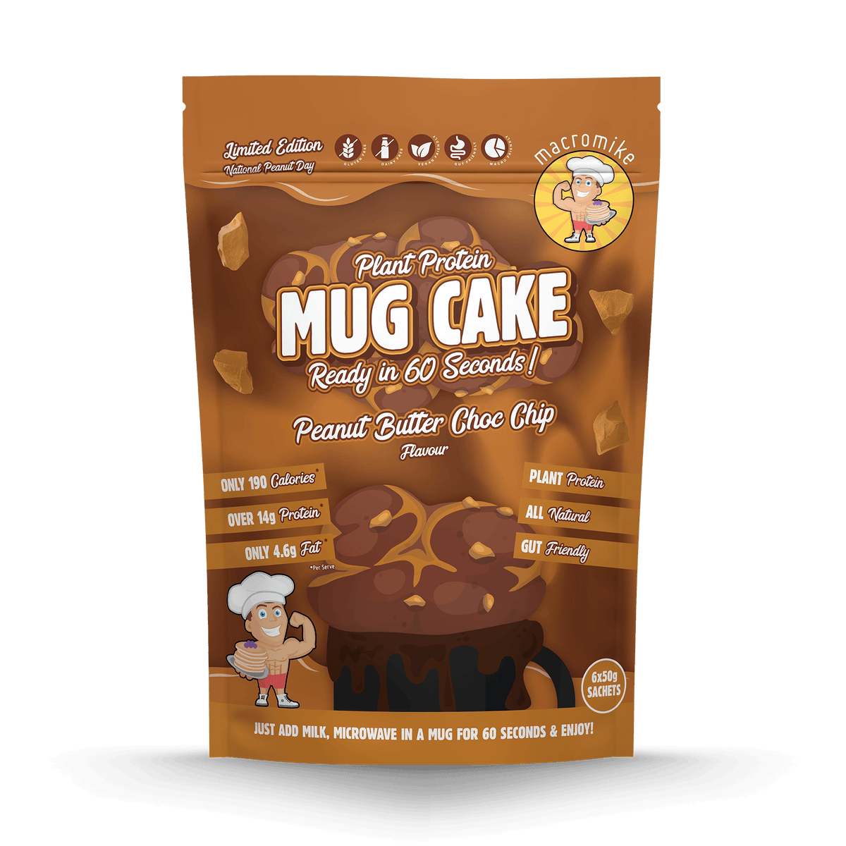 Peanut Butter Choc Chip Protein Mug Cake (6 x 50g Pack)