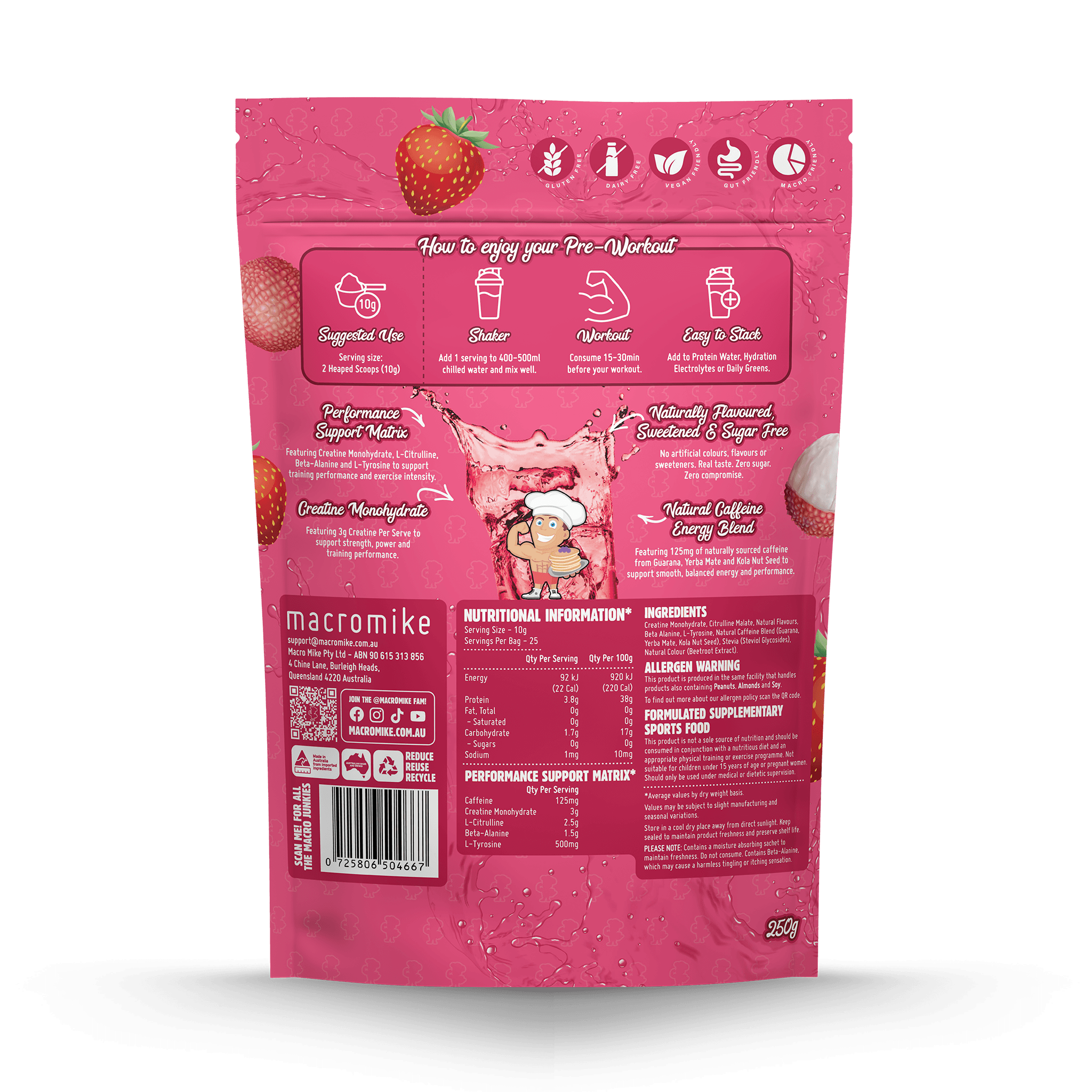 Lychee Strawberry Crush Pre-Workout (250g Bag) – New Range
