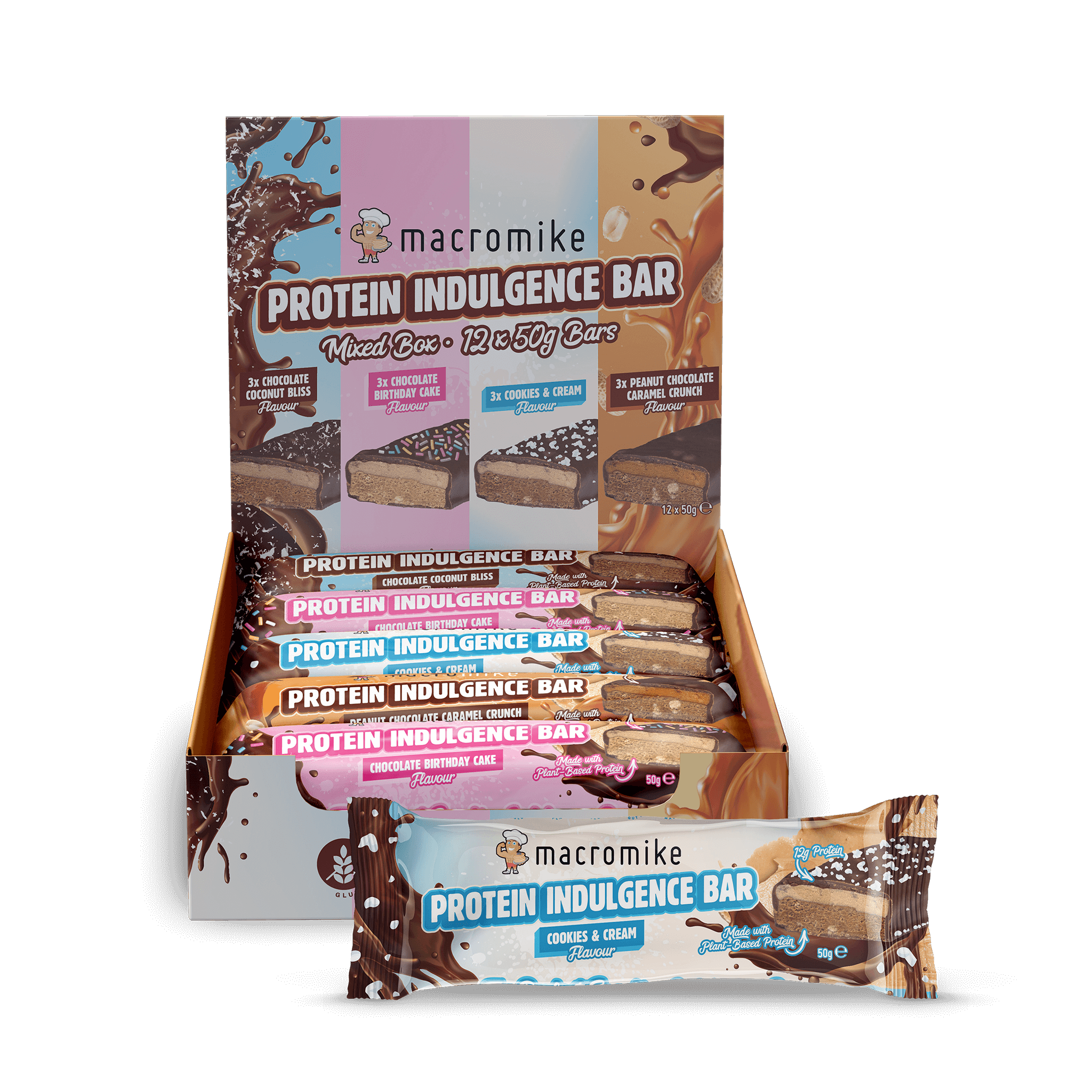 Indulgence Bar Mixed Box (4 Flavours β Box of 12 x 50g)