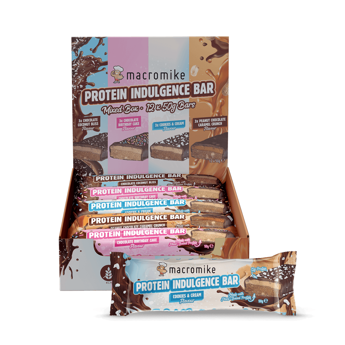 Indulgence Bar Mixed Box (4 Flavours โ Box of 12 x 50g)