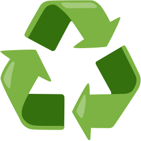Green recycling symbol with three arrows