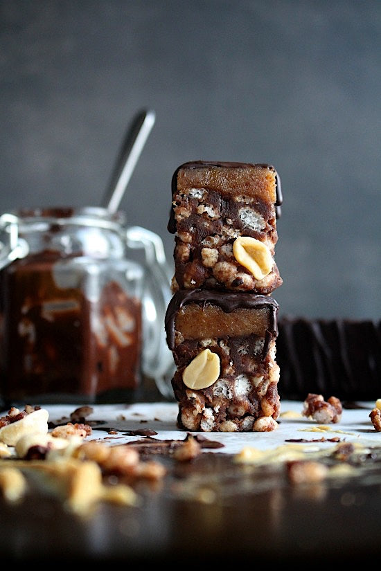 Caramel Choc Fudge Peanut Butter Crunch Bars