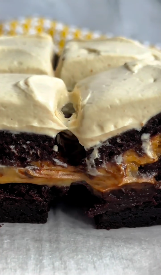 Salted Caramel Stuffed Peanut Butter Protein Brownies