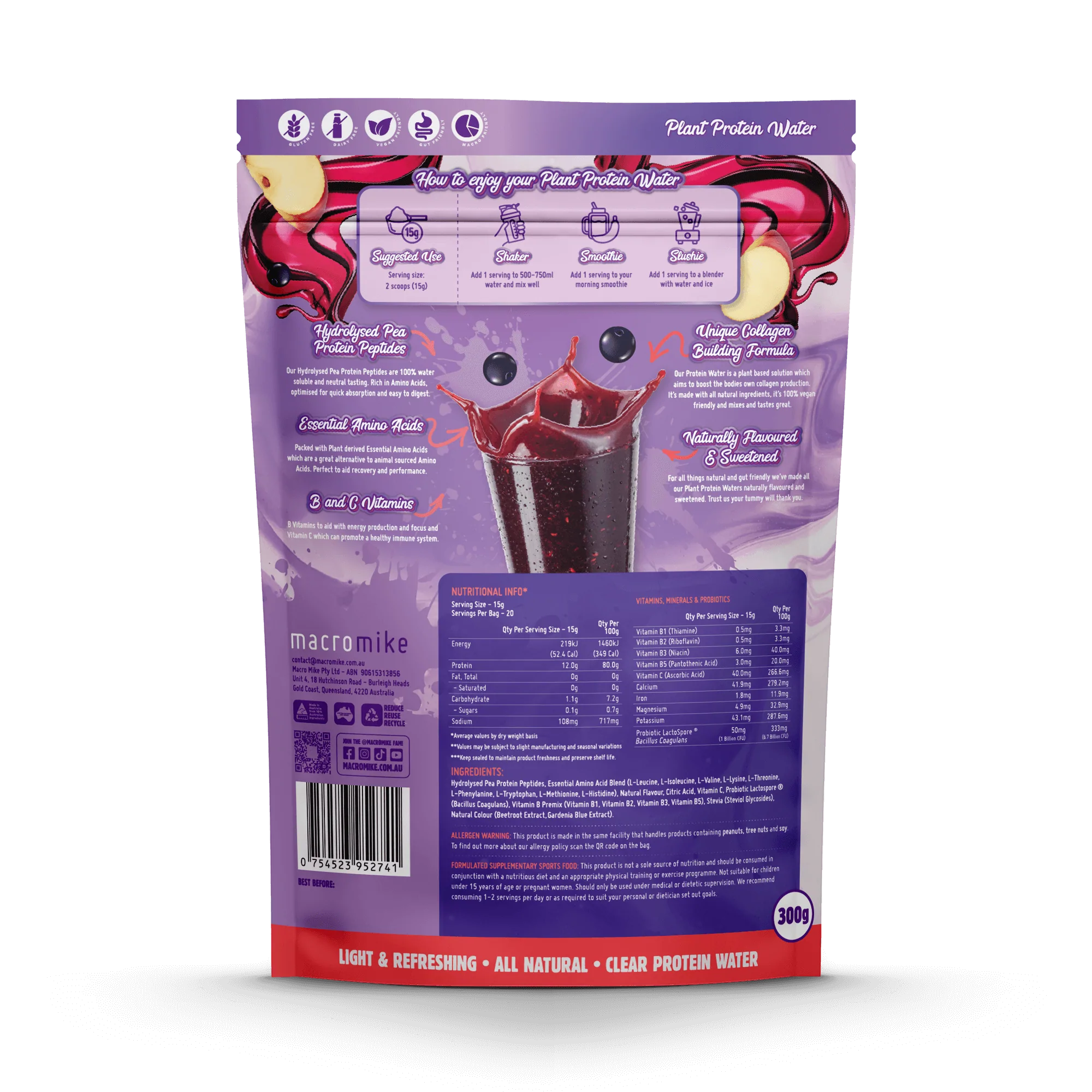 Apple Blackcurrant Plant Protein Water (300g Bag)