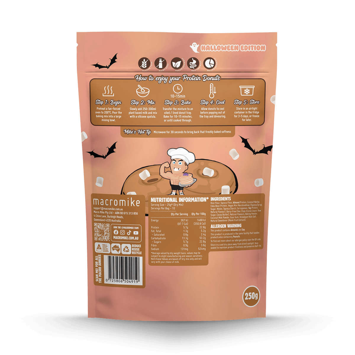 Spooky S'mores Almond Protein Donut Mix (250g Bag)