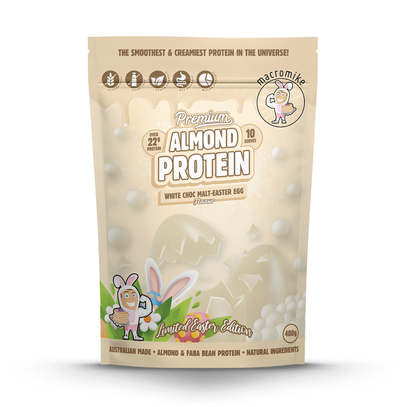 White Choc Malt-Easter Egg Premium Almond Protein (400g Bag)
