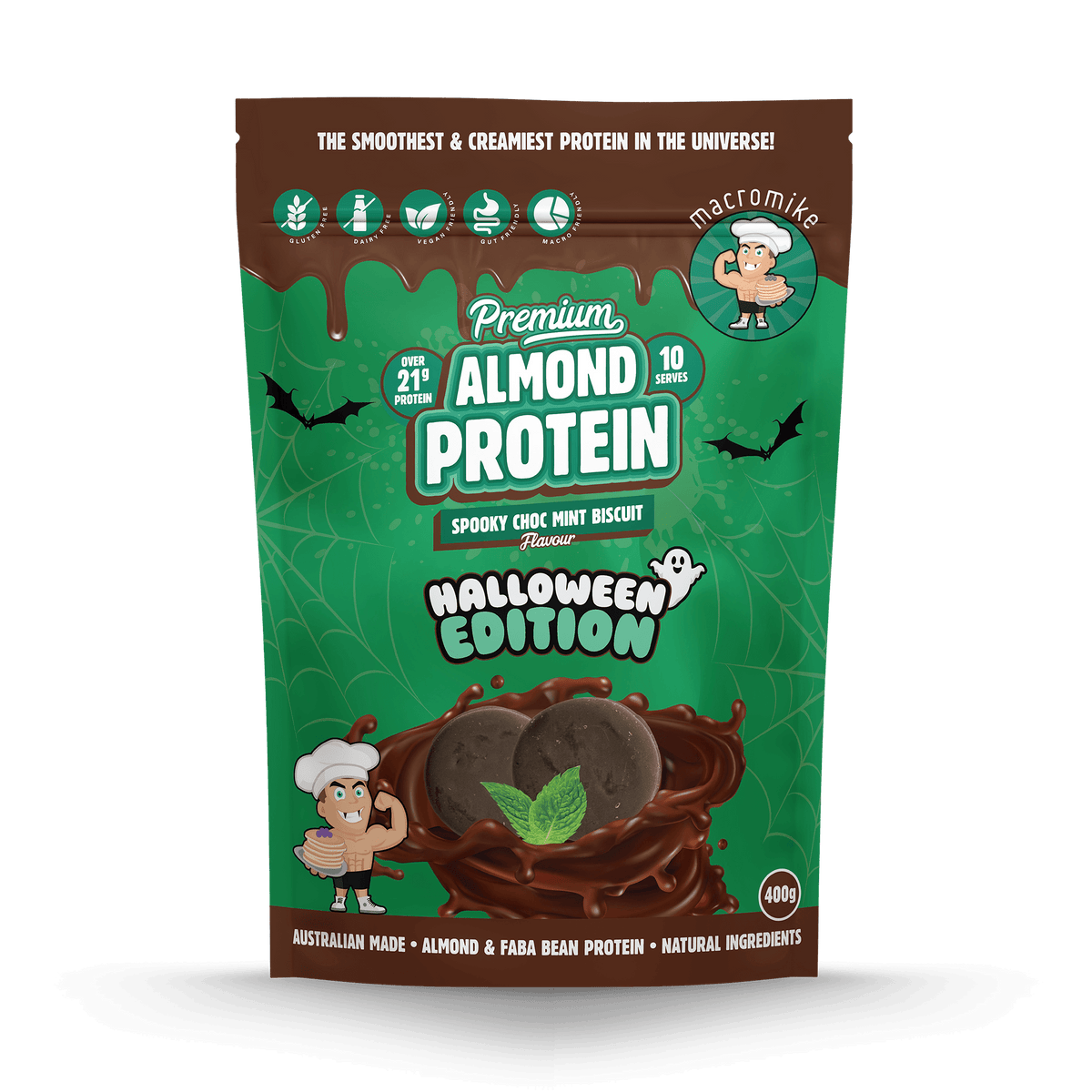 Spooky Choc Mint Biscuit Premium Almond Protein (400g Bag)