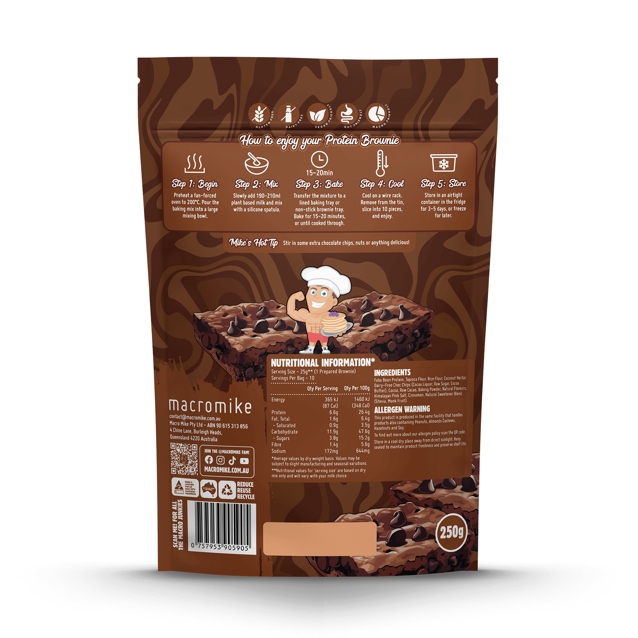 Double Choc Chip Brownie Baking Mix (250g Bag)