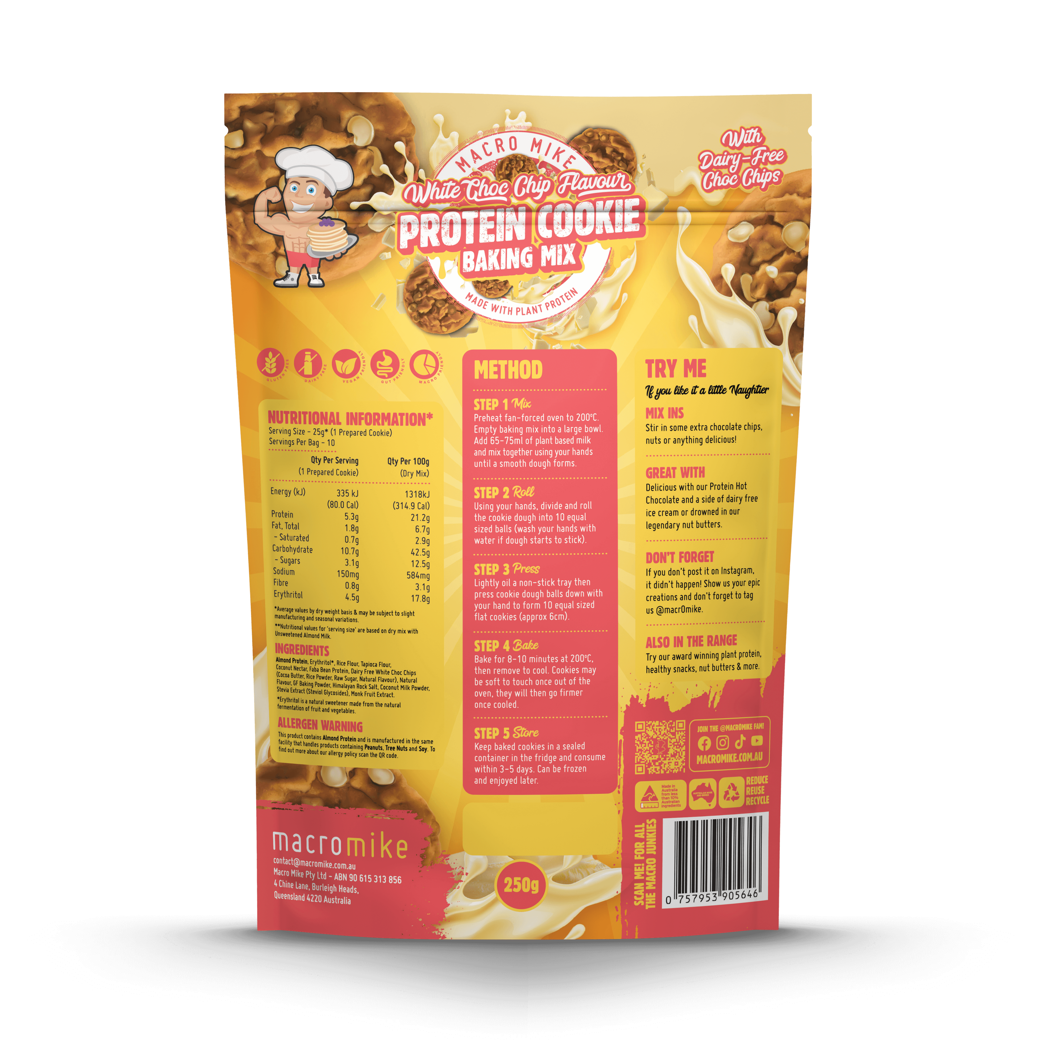 White Choc Chip Cookie Baking Mix (250g Bag)