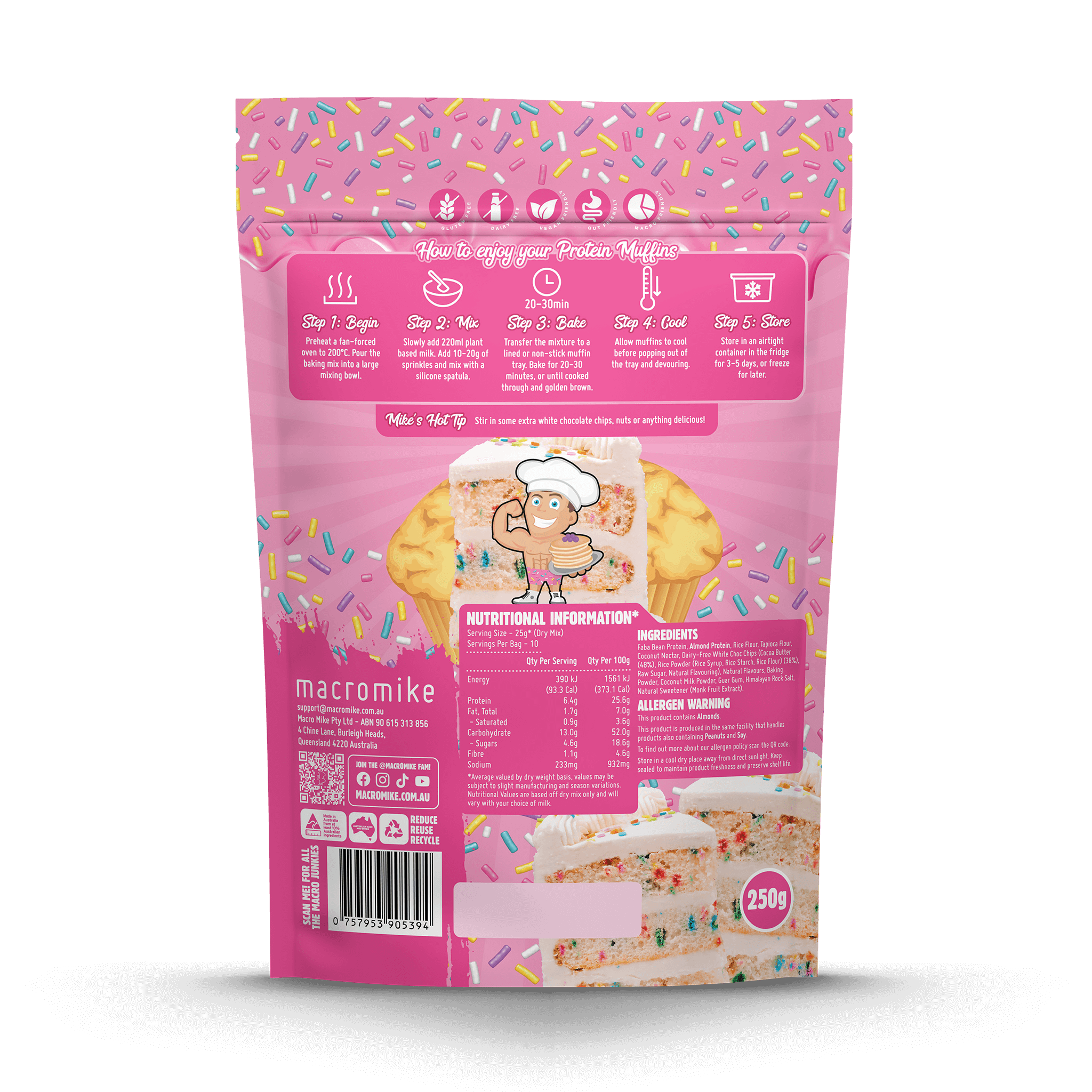 Birthday Cake Muffin Baking Mix (250g Bag)