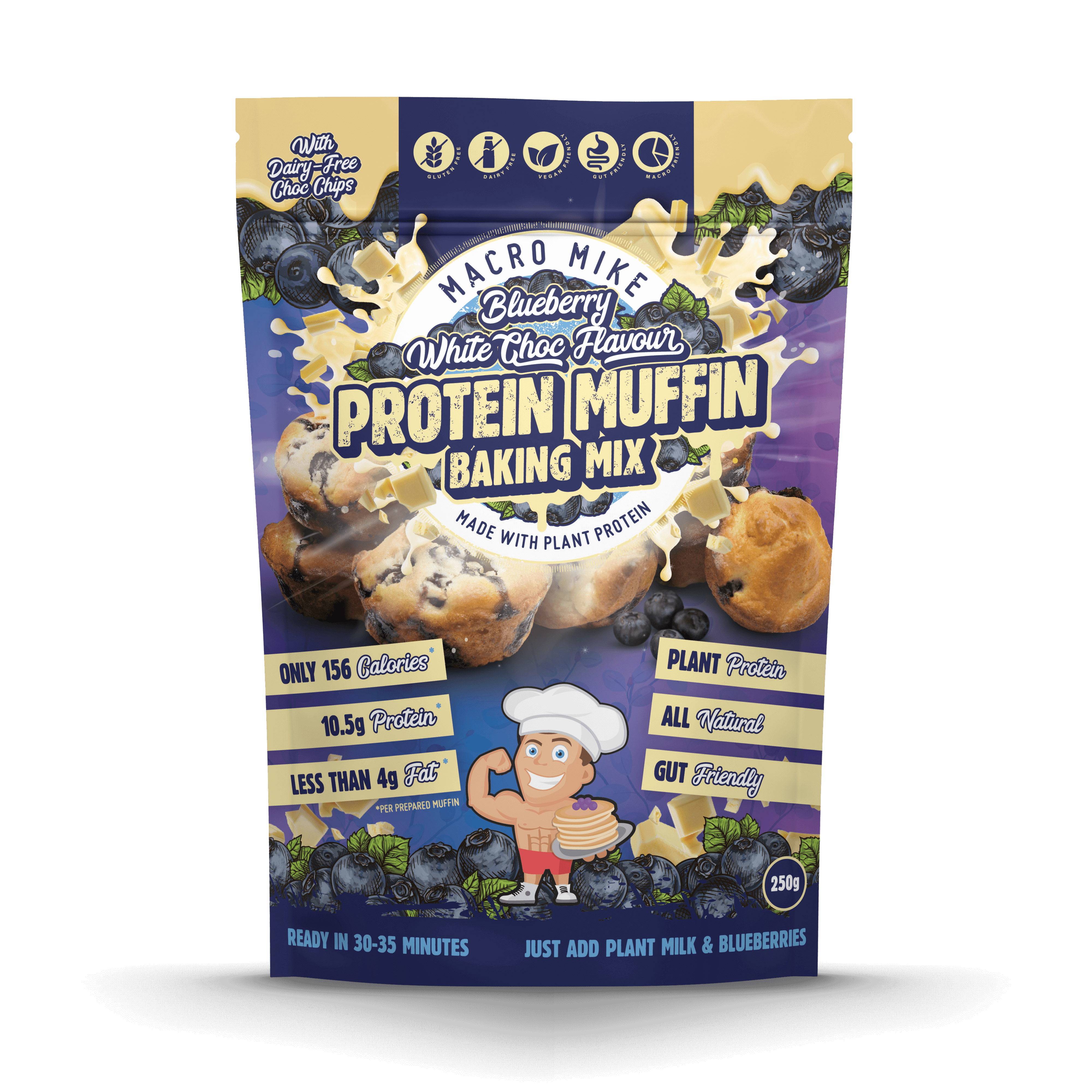 Blueberry White Choc Protein Muffin Baking Mix (250g)