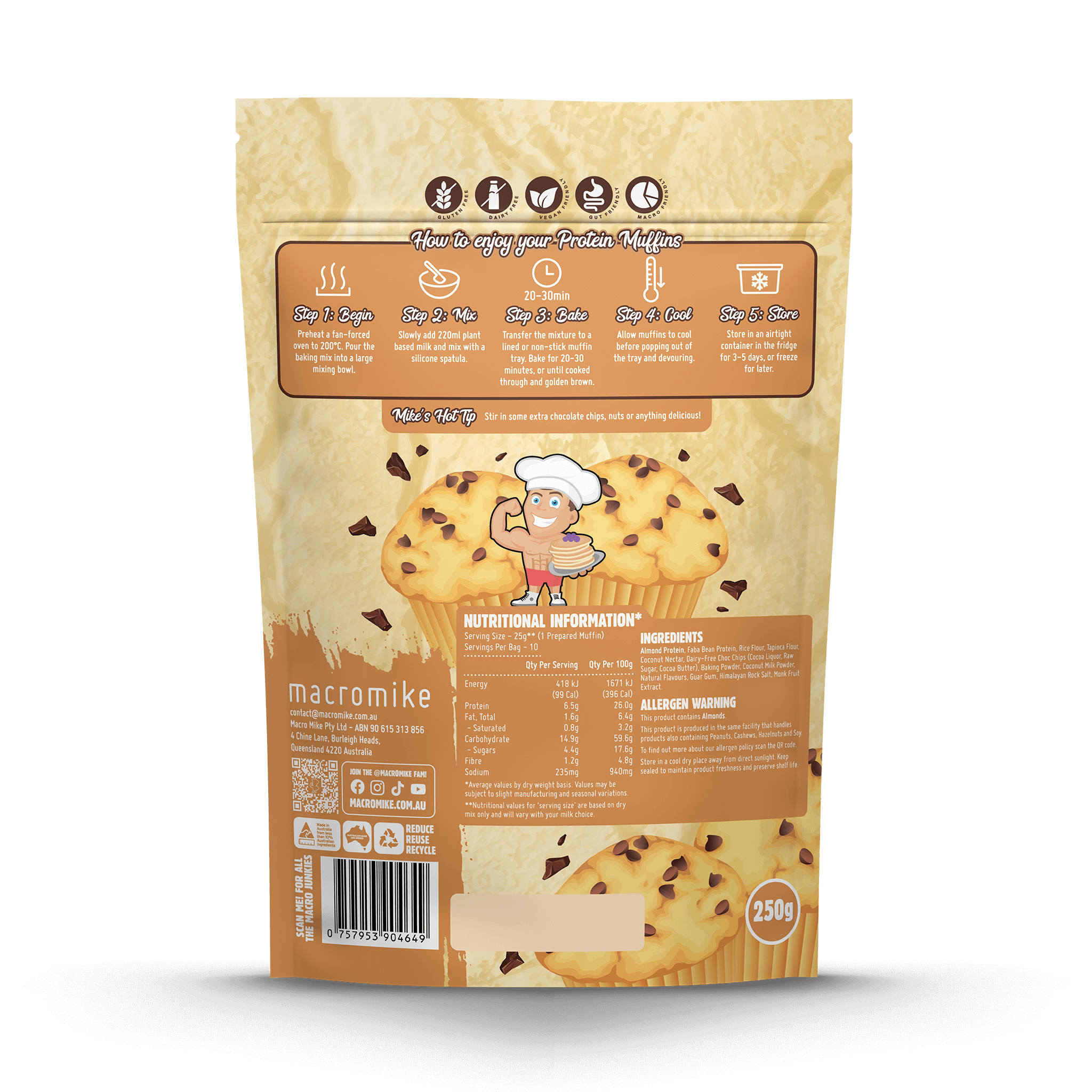 Choc Chip Muffin Baking Mix (250g Bag)