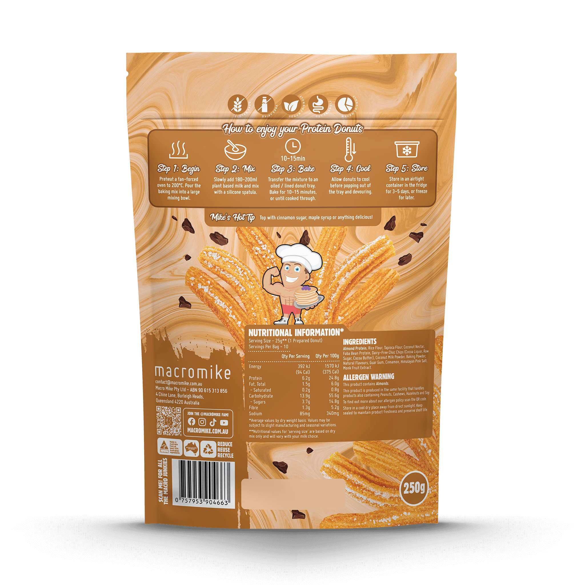 Choc Chip Cinnamon Churros Donut Baking Mix (250g Bag)