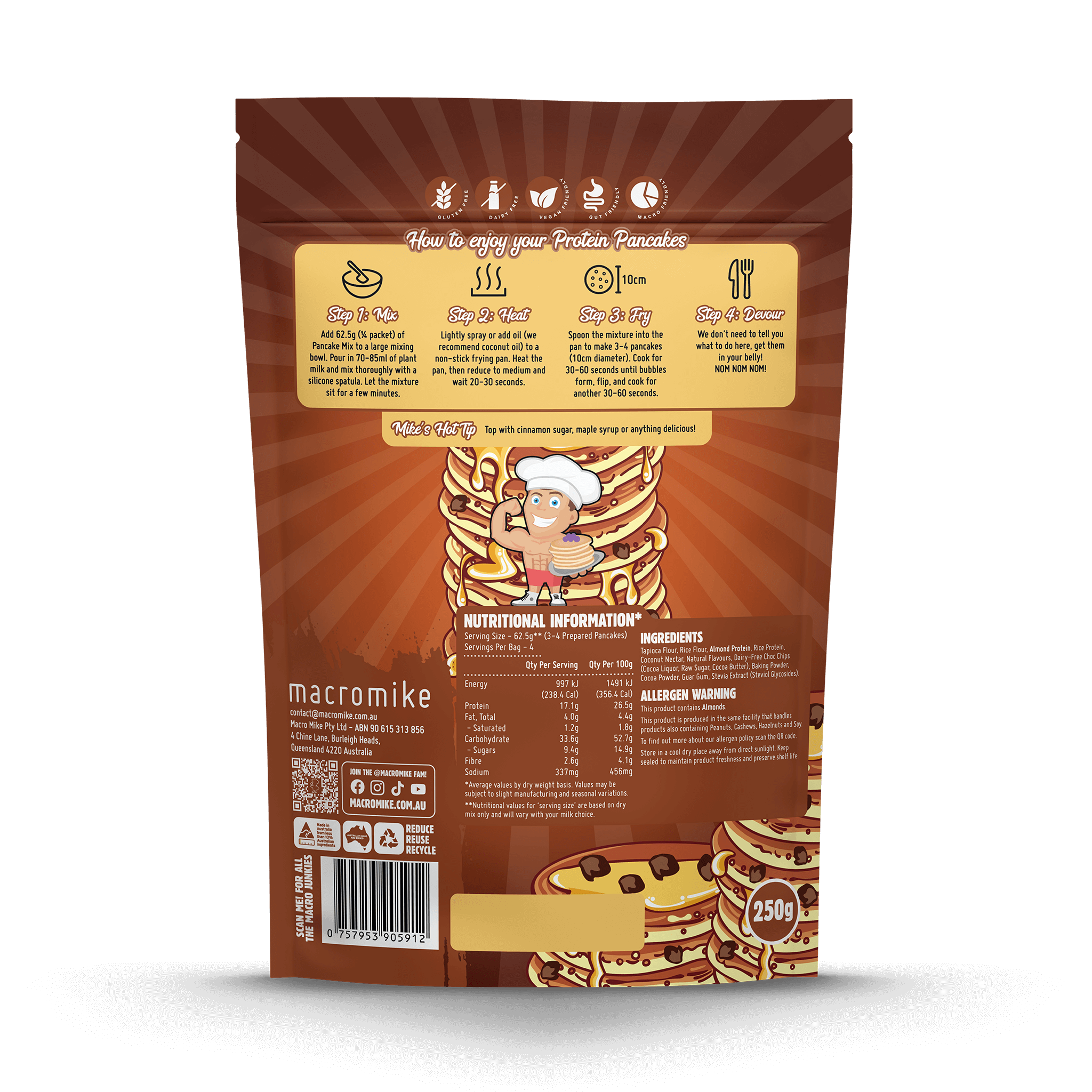 Double Choc Chip Pancake Baking Mix (250g Bag)