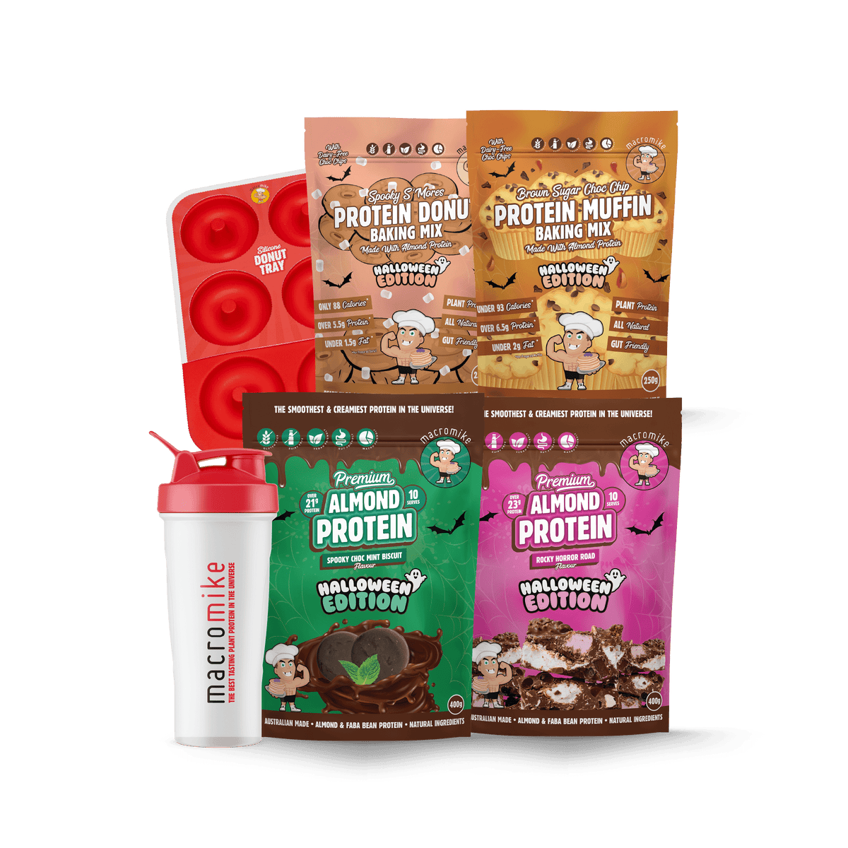 Halloween Bundle | 2 Proteins + 2 Baking Mixes + Silicone/Shaker