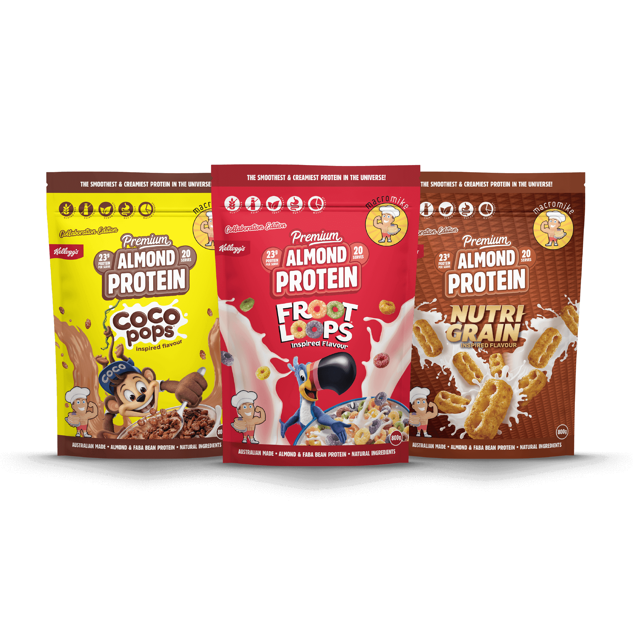 Macro Mike x Kellogg's Premium Almond Protein 800g Bundle