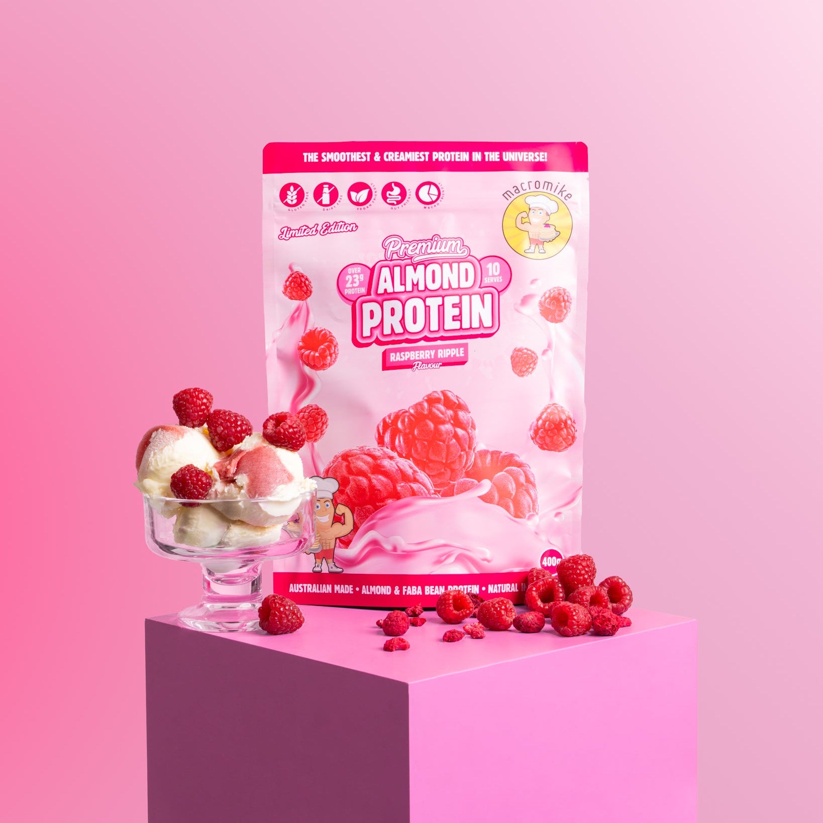 Raspberry Ripple Premium Almond Protein (400g Bag)