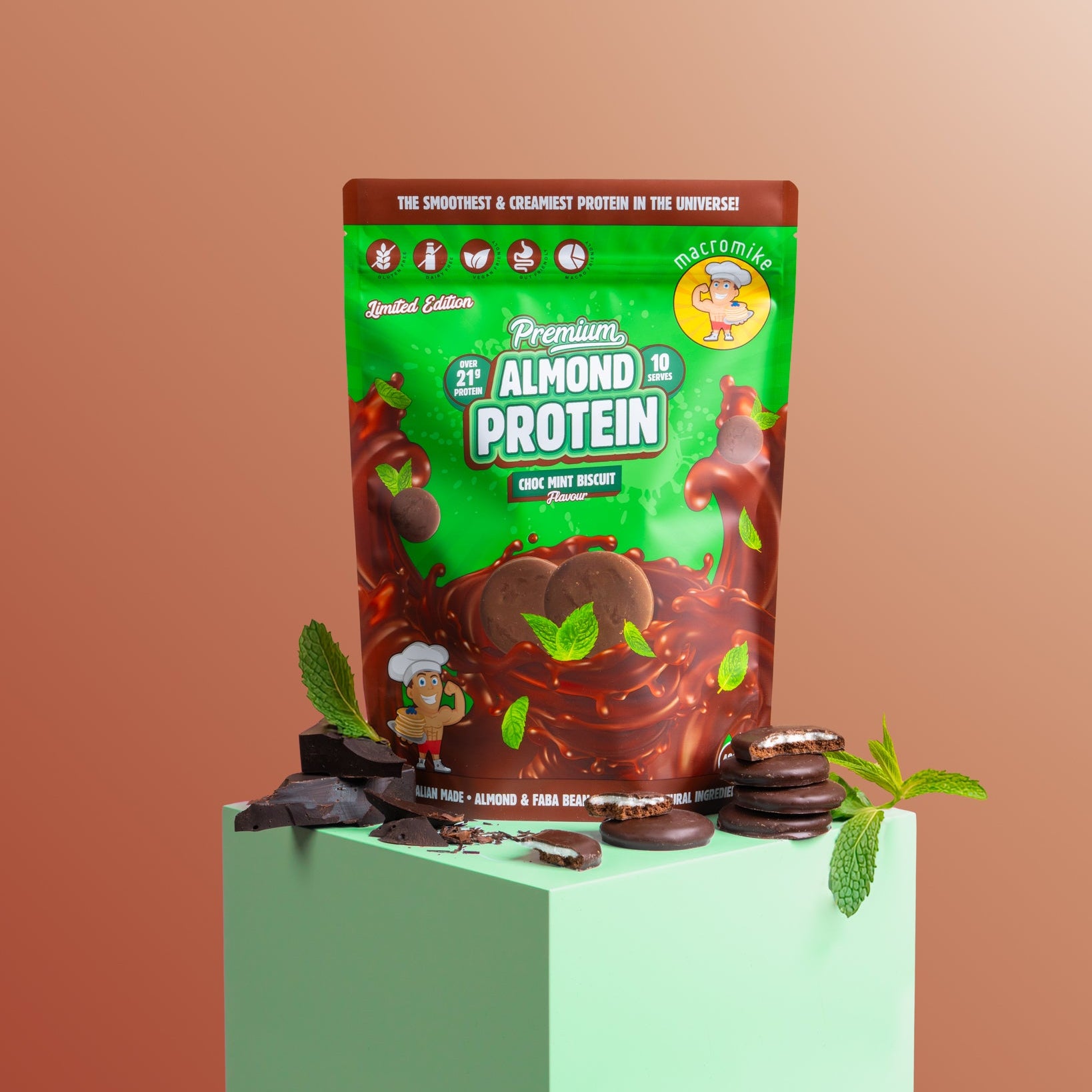 Choc Mint Biscuit Premium Almond Protein (400g Bag)