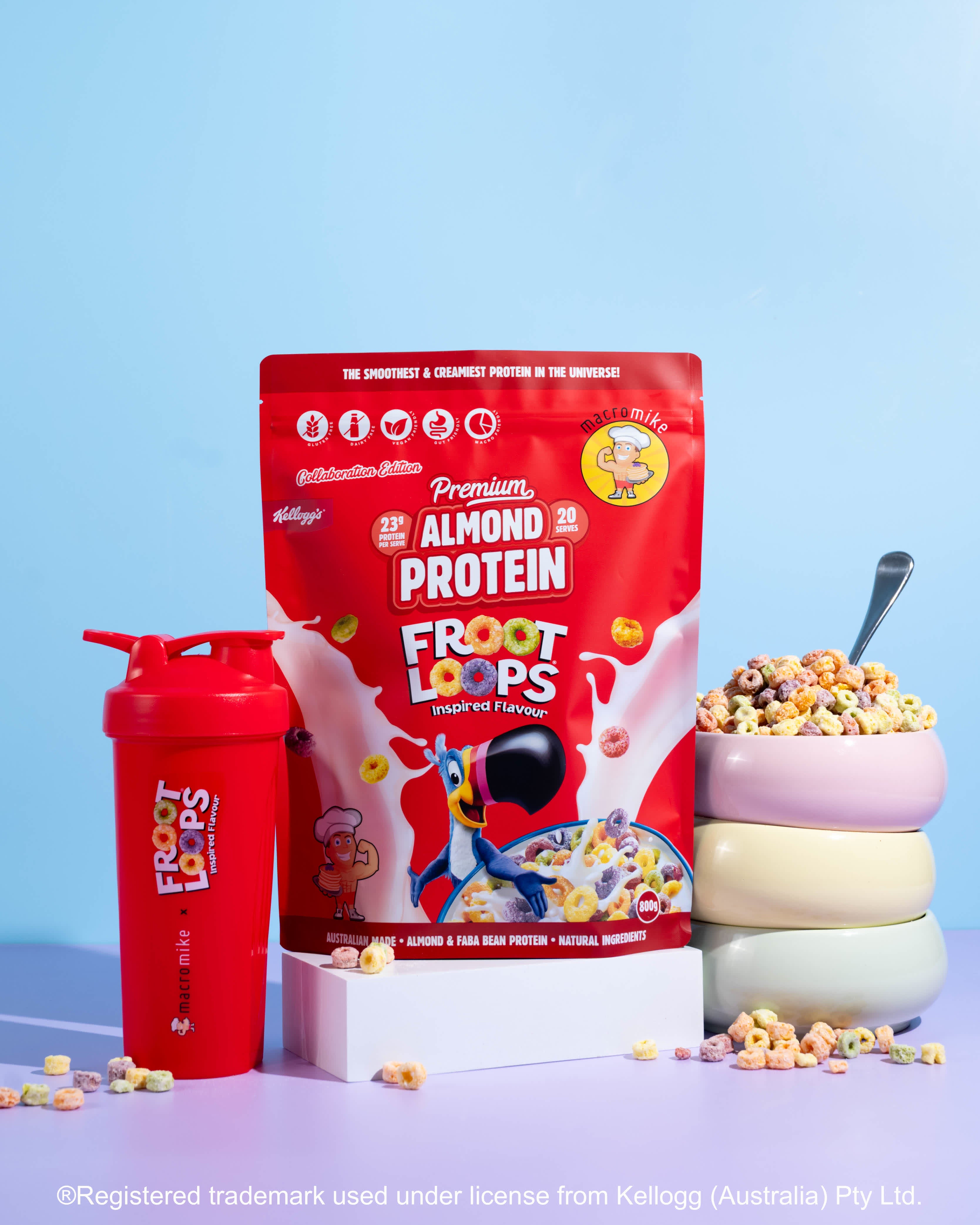 Macro Mike x Kellogg's Froot Loops Premium Almond Protein (800g Bag)