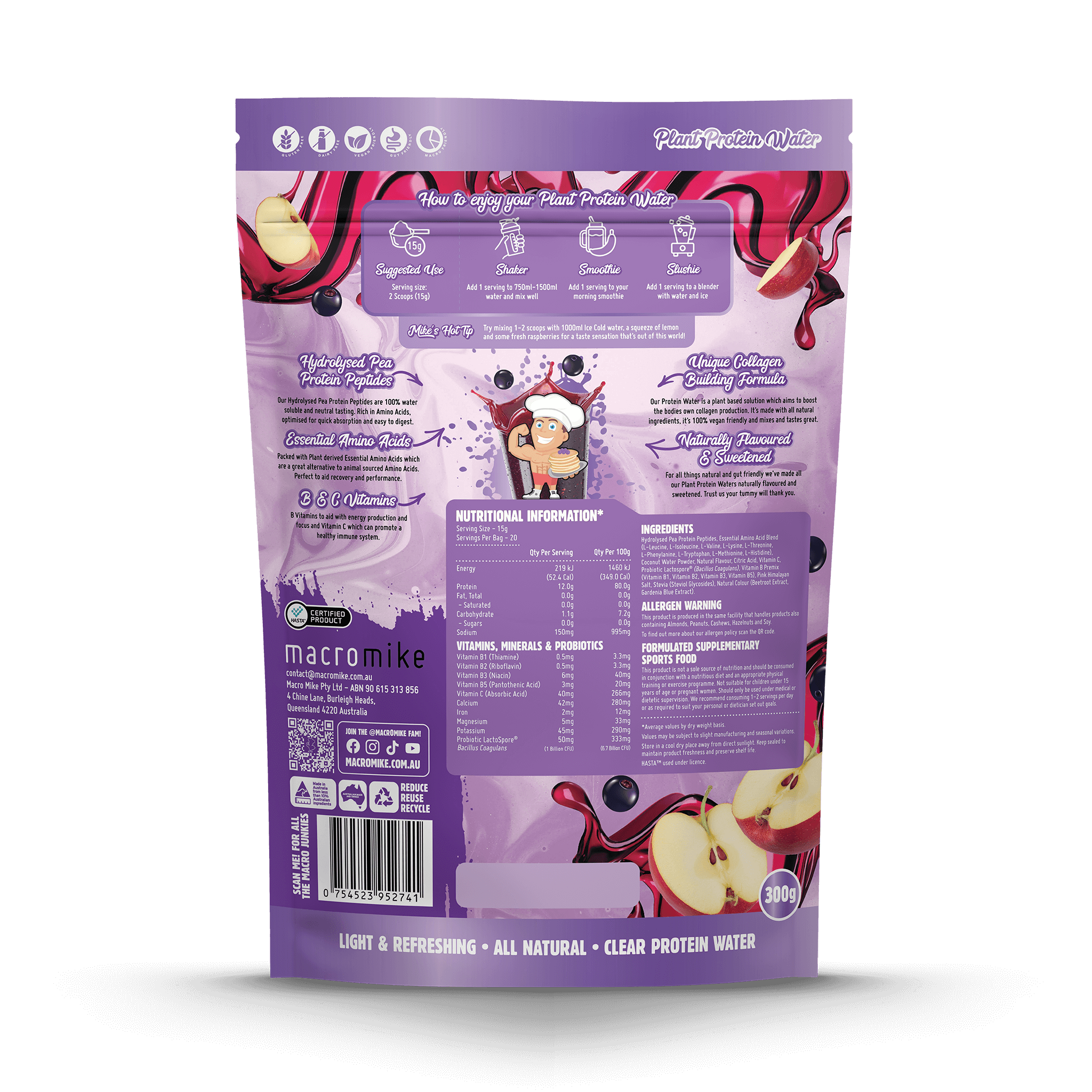 Apple Blackcurrant Plant Protein Water (300g Bag)