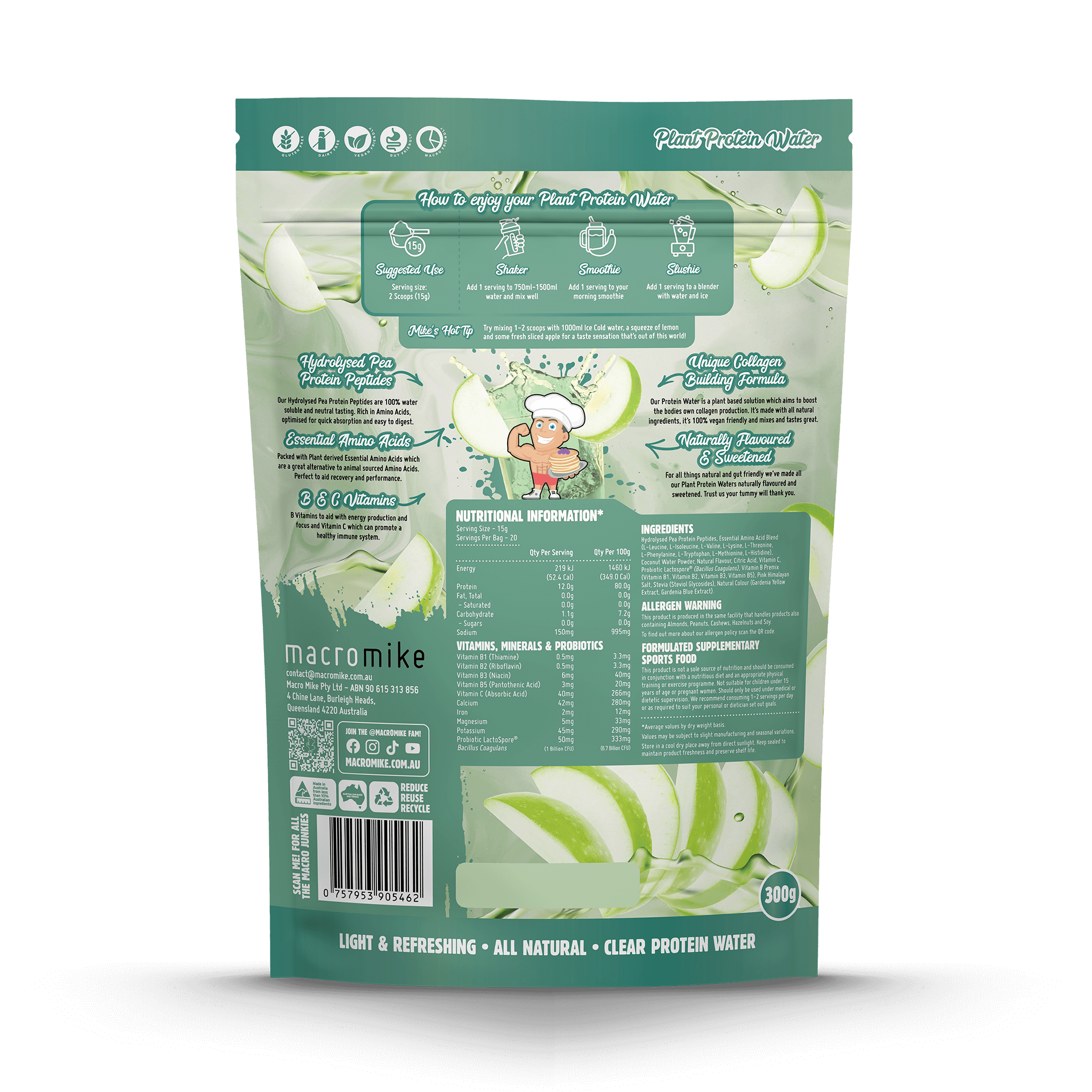 Green Apple Plant Protein Water (300g Bag)