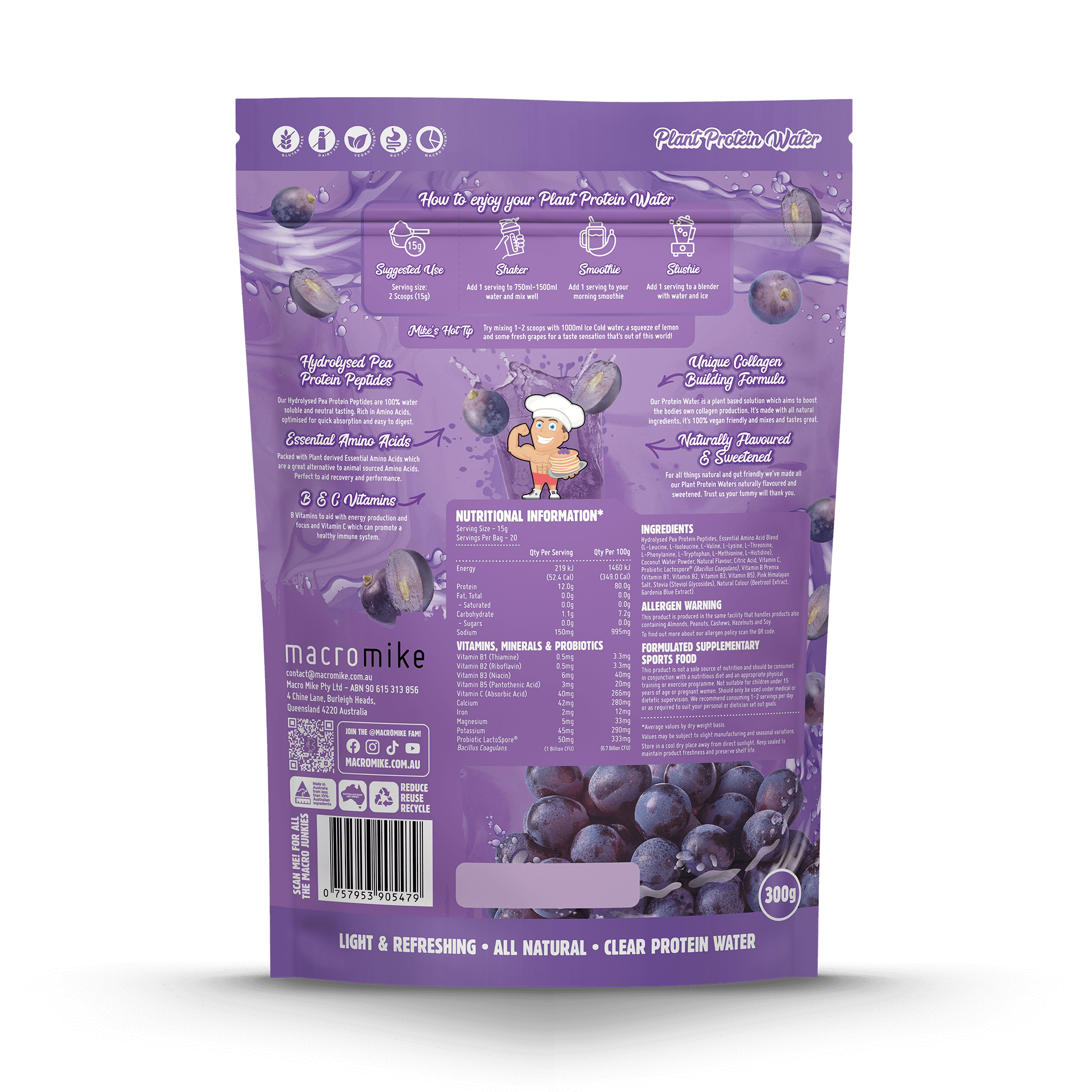 Juicy Grape Plant Protein Water (300g Bag)