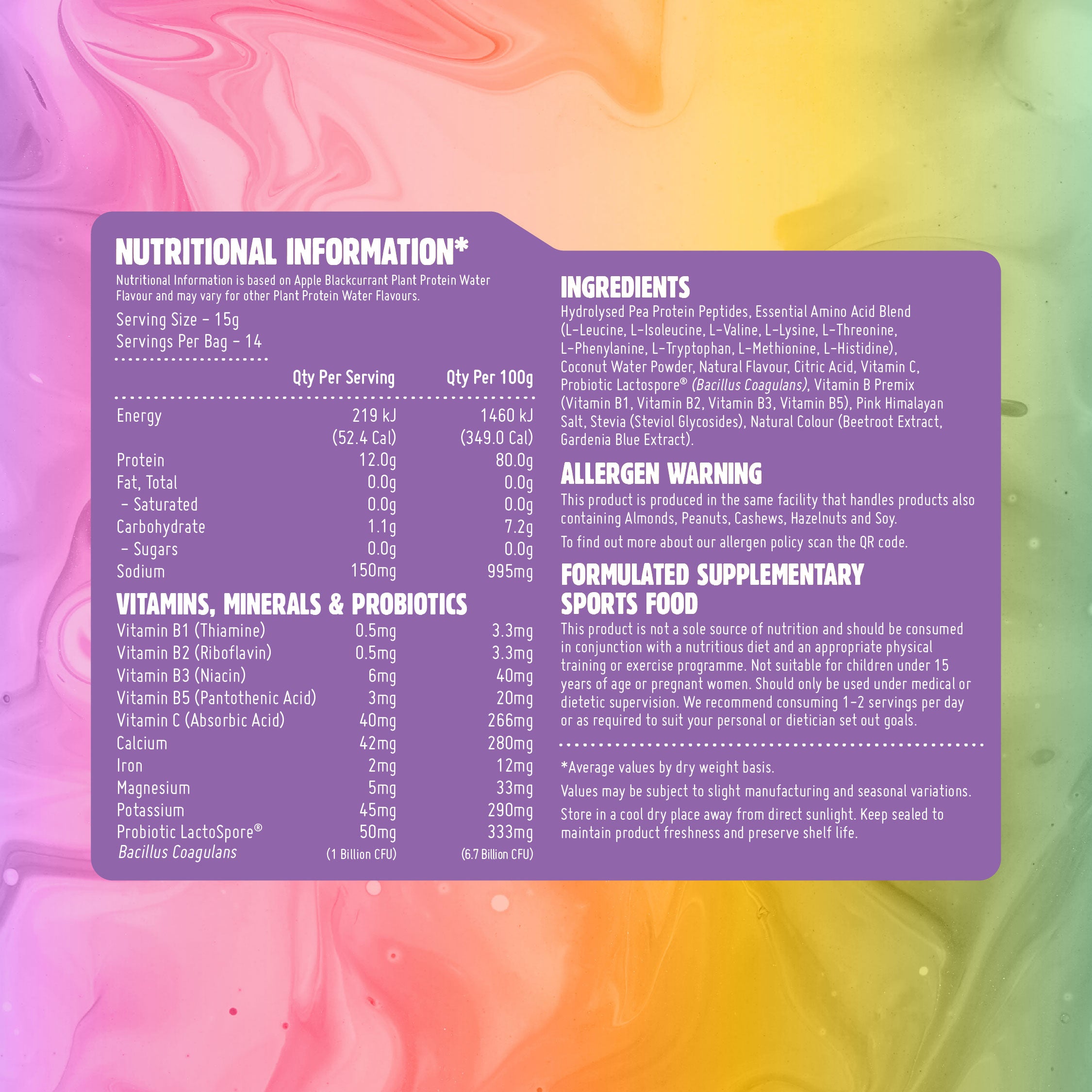 Plant Protein Water Sample Pack (14 x 15g Sachets)