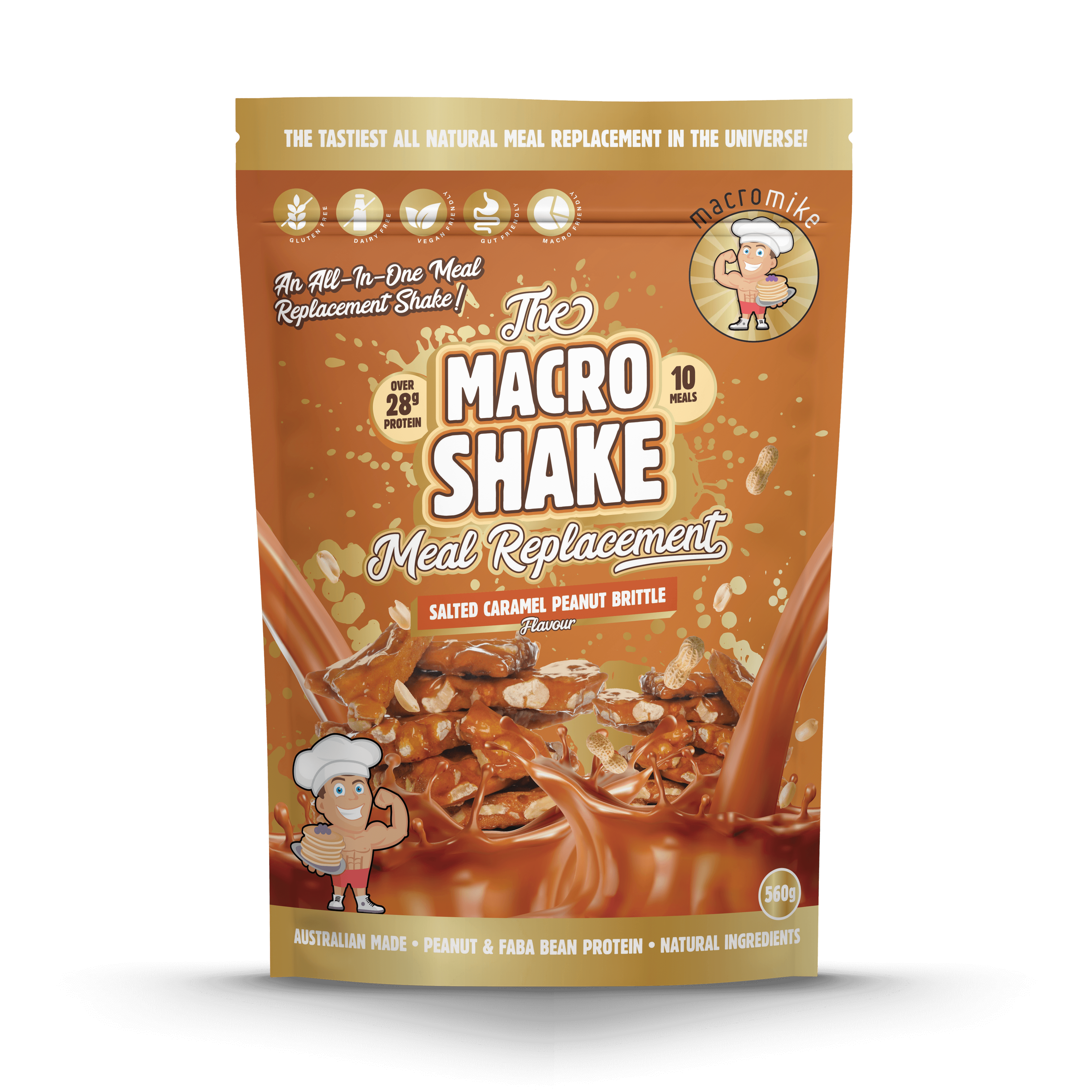 Salted Caramel Peanut Brittle Macro Shake Meal Replacement (560g Bag)