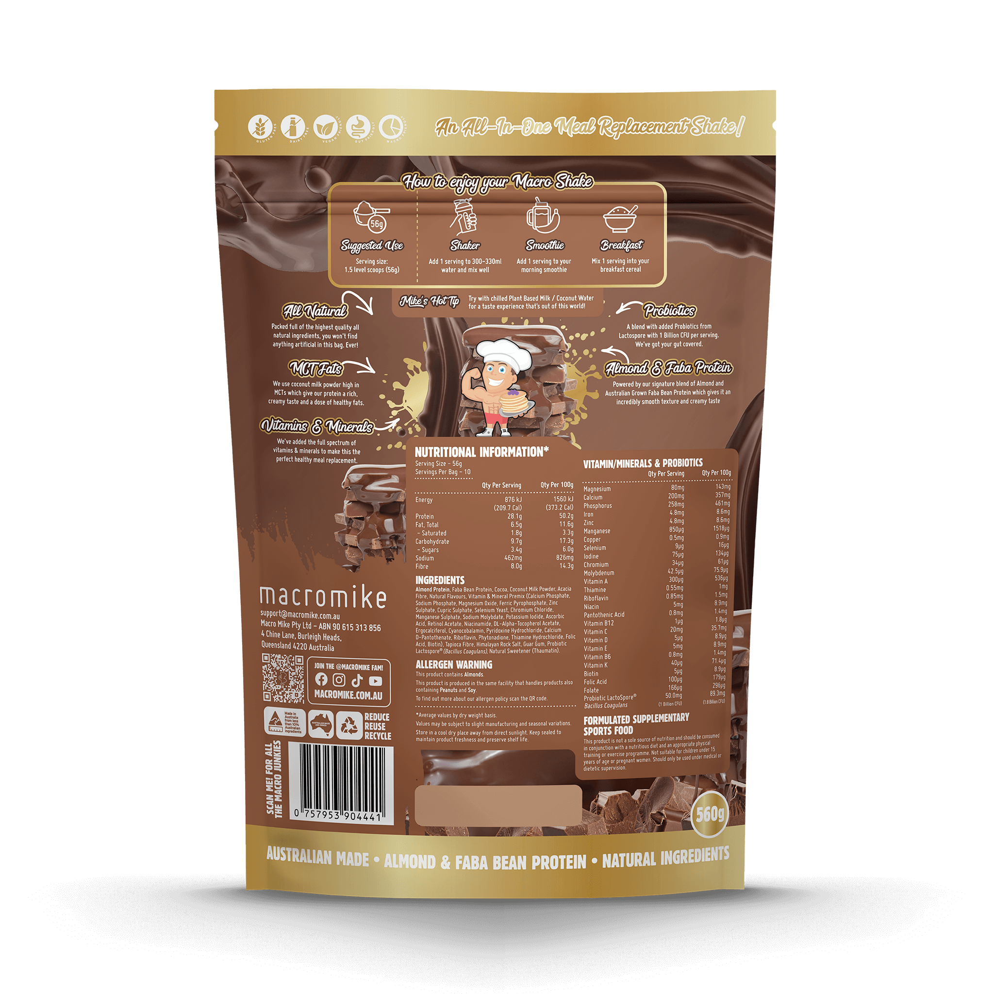 Rich Deluxe Choc Almond Macro Shake Meal Replacement (560g Bag)