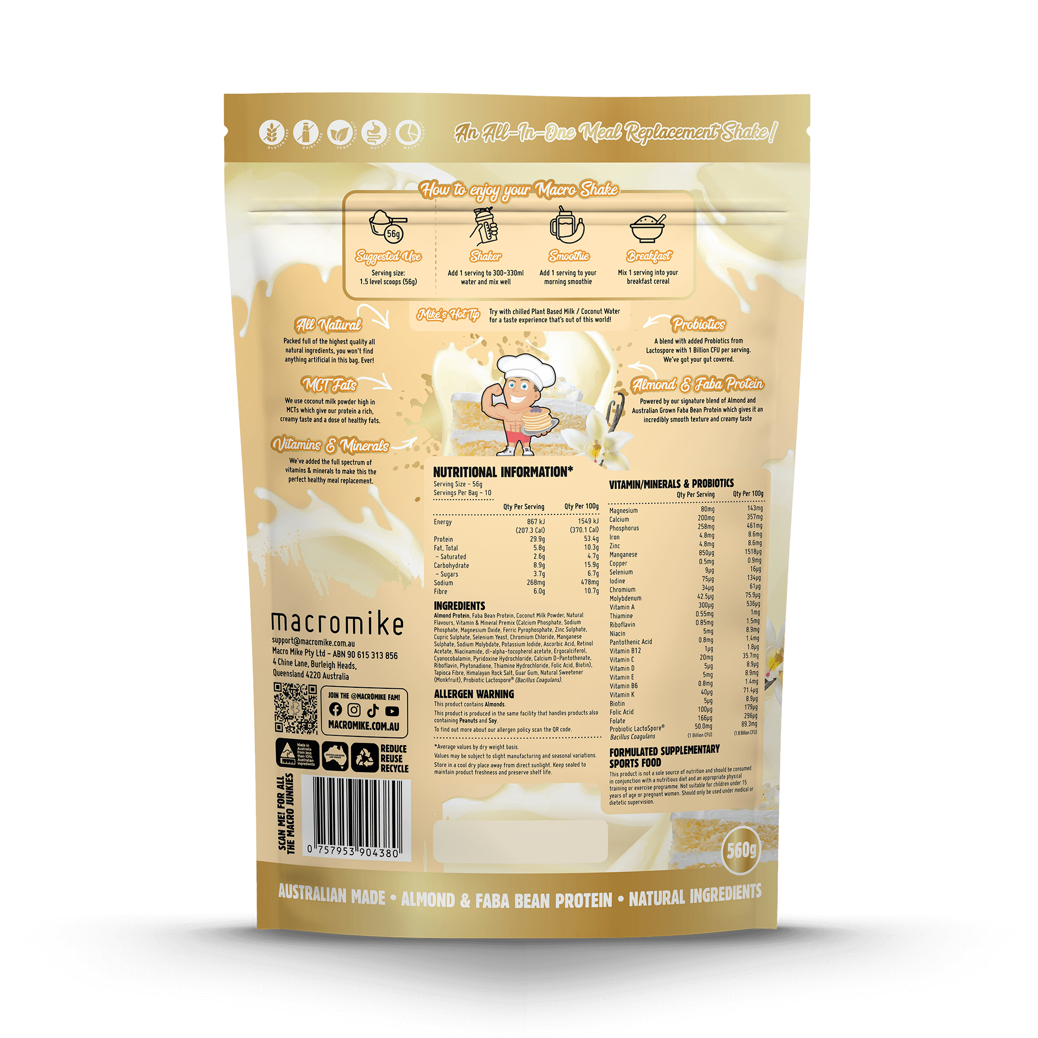 Vanilla Cake Batter Almond Macro Shake Meal Replacement (560g Bag)