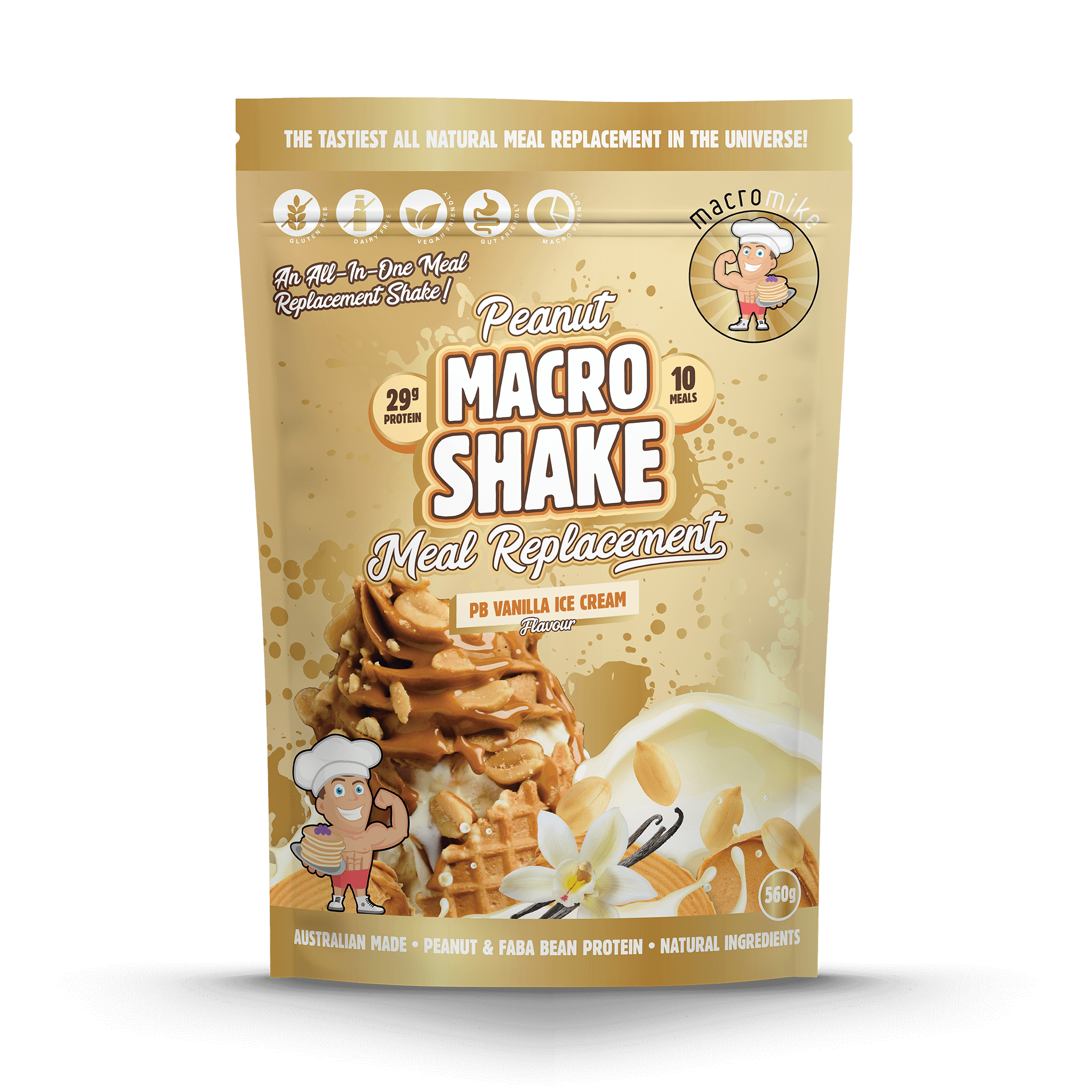 PB Vanilla Ice Cream Peanut Macro Shake Meal Replacement (560g Bag)