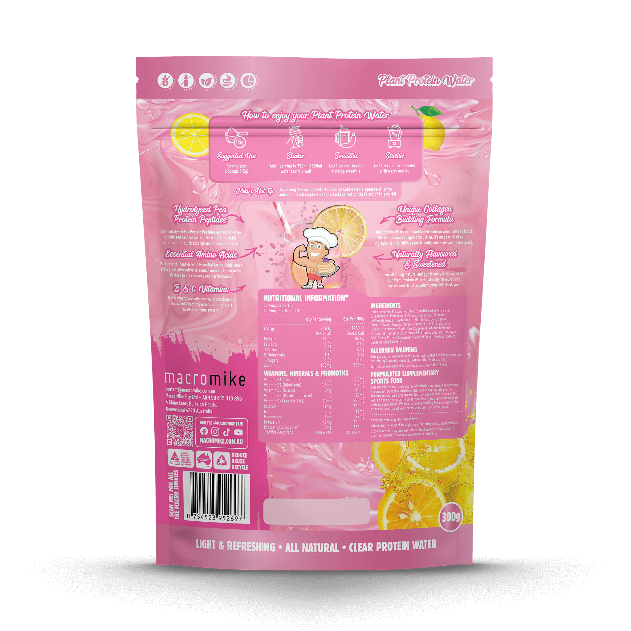 Pink Lemonade Plant Protein Water (300g Bag)